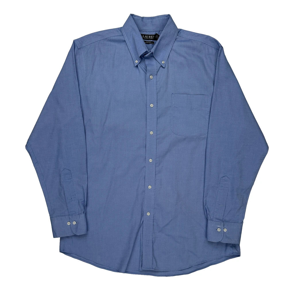 Stretch Non Iron Ralph Lauren Slim Fit Shirt - XL Blue Cotton Refurbished - Thrifted (note: this is a term often used to describe second- refurbished available on Cerqular