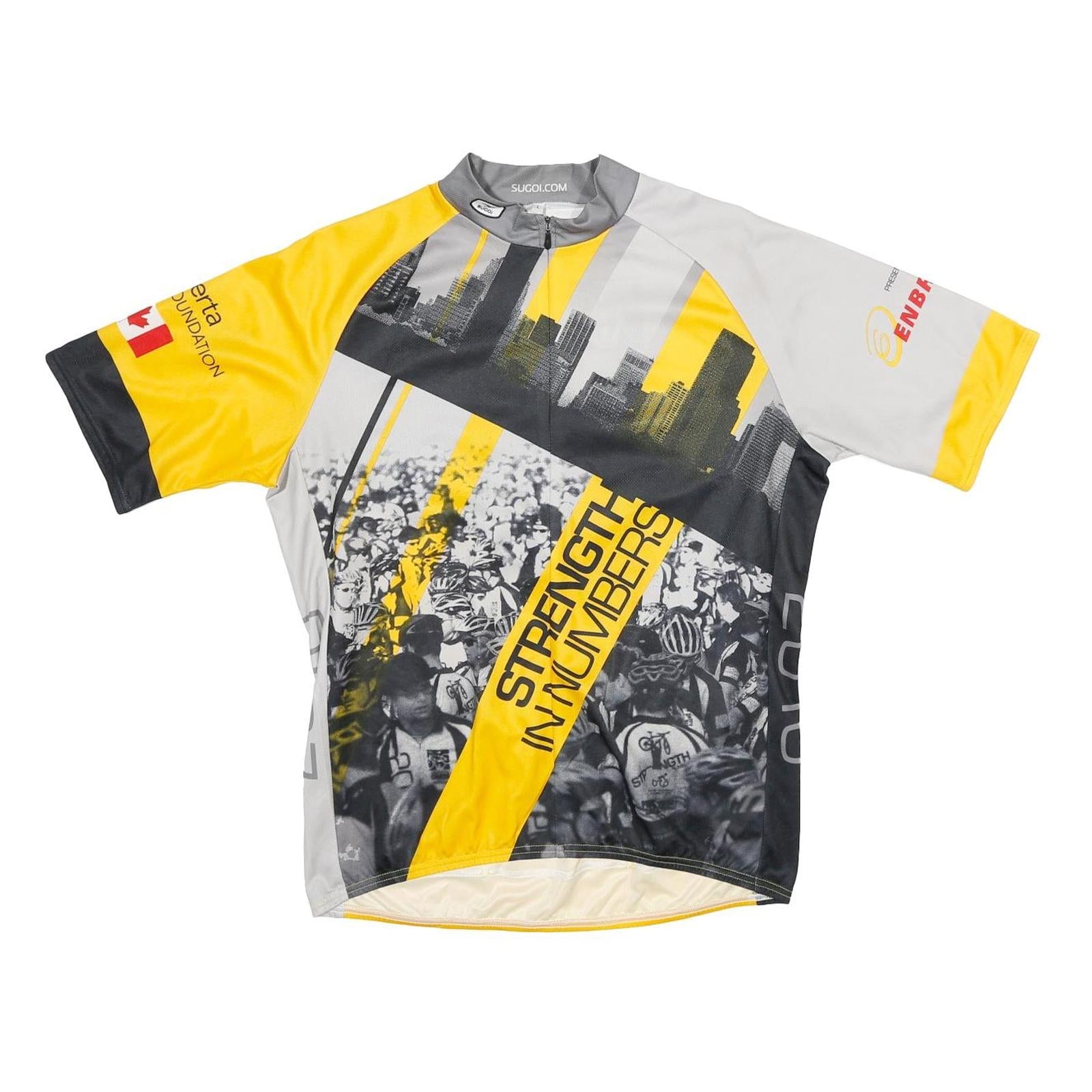 SUGOI Mens Yellow Grey Graphic Cycling T-Shirt L Short Sleeve Crew Neck Conquer Refurbished - N/A refurbished available on Cerqular