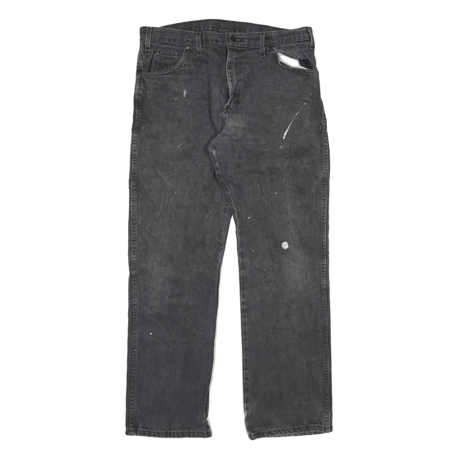 DICKIES Mens Jeans Black Regular Straight Denim W34 L32 Workwear Zip Closure Refurbished - N/A refurbished available on Cerqular