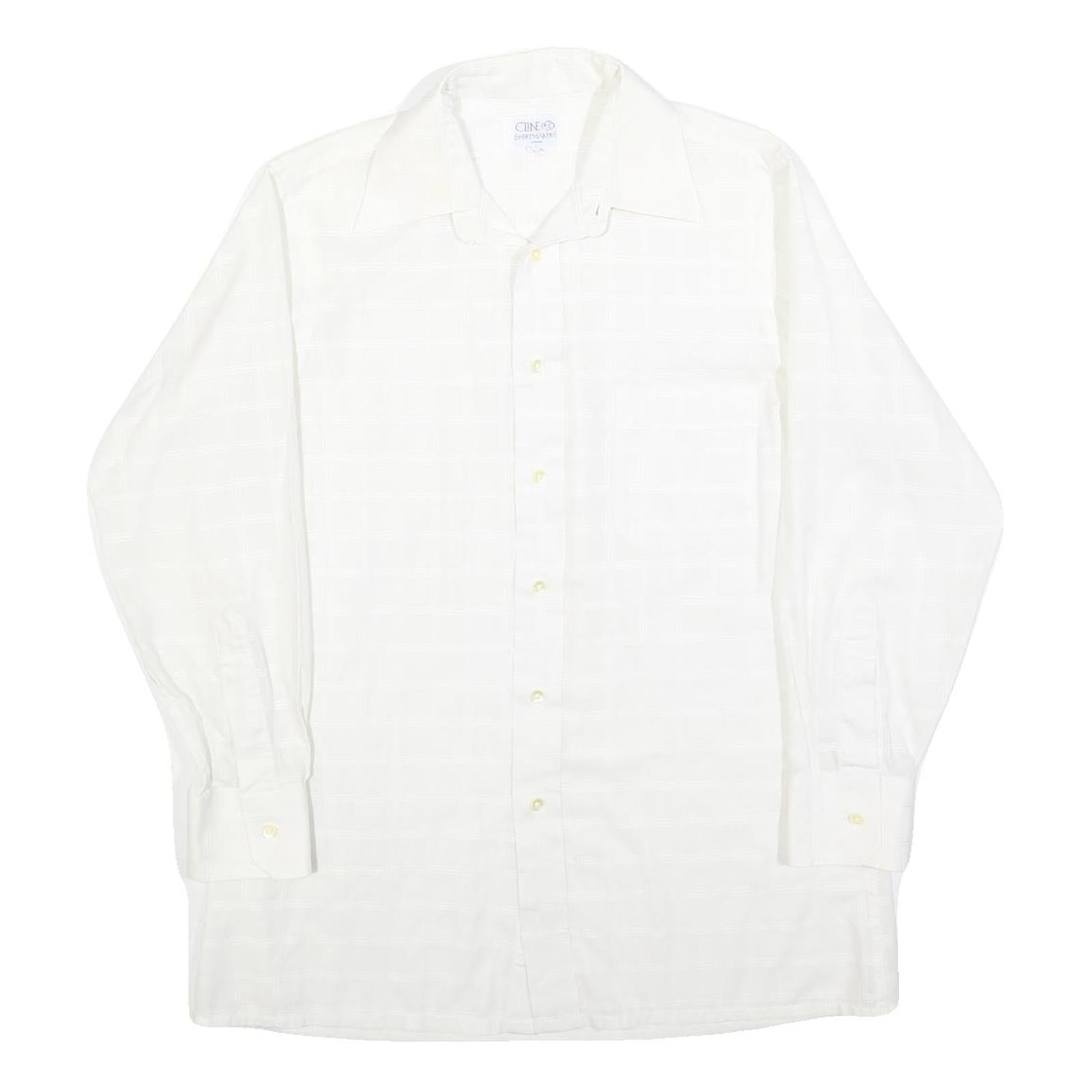 CLINE & CO Mens White Patterned Cotton Blend Shirt M Classic Button Up Long Refurbished - N/A refurbished available on Cerqular
