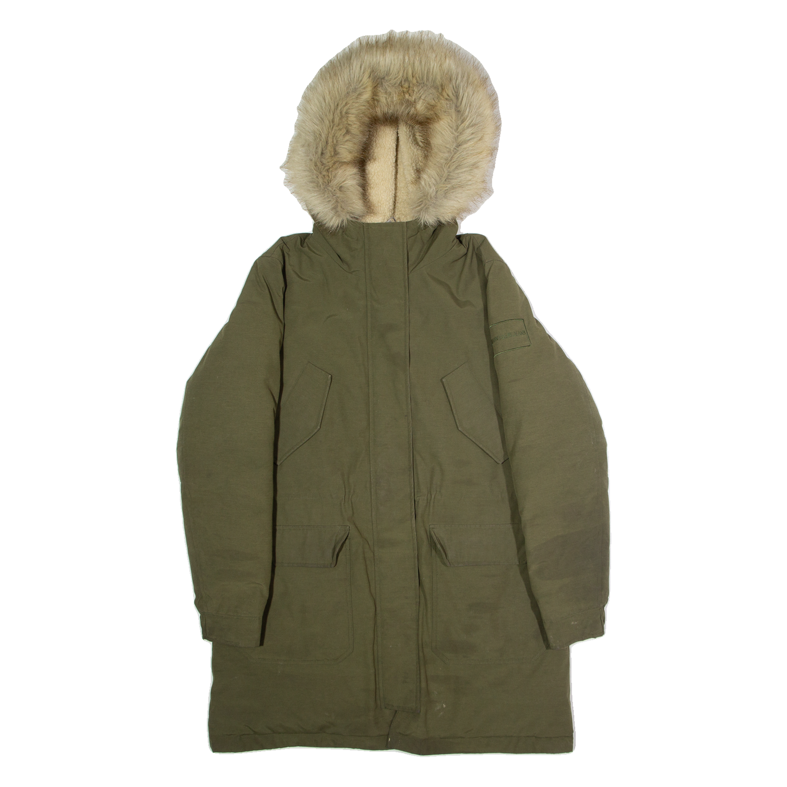 CALVIN KLEIN JEANS Faux Fur Lined Womens Parka Coat Green Hooded M Refurbished - N/A refurbished available on Cerqular