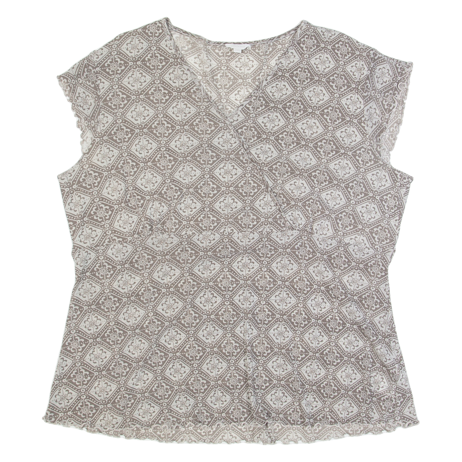 CASA BLANCA Mesh Womens Printed Top Grey V-Neck Crazy Pattern 2XL Refurbished - N/A refurbished available on Cerqular