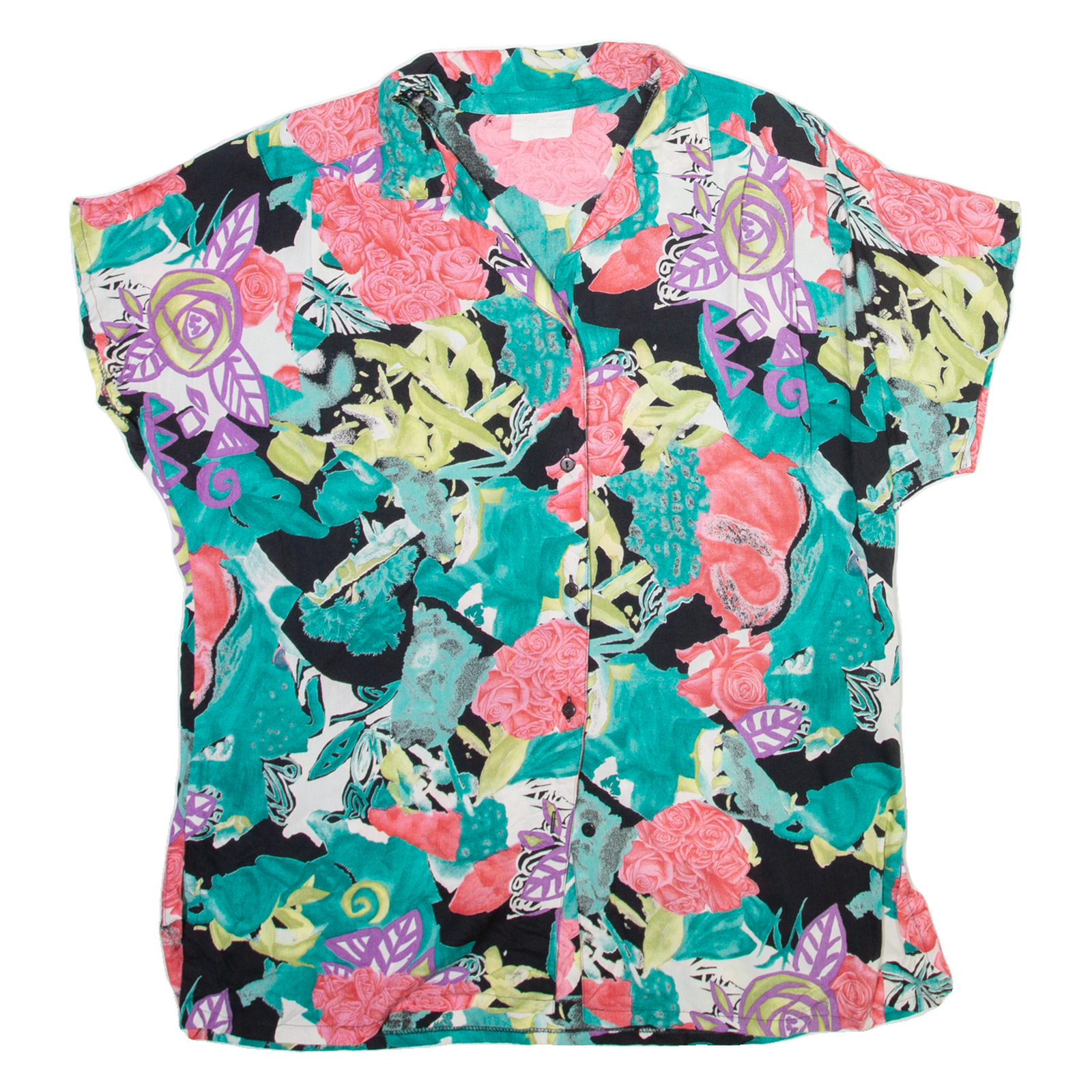Womens Printed Shirt Blue Collared Floral M Refurbished - N/A refurbished available on Cerqular