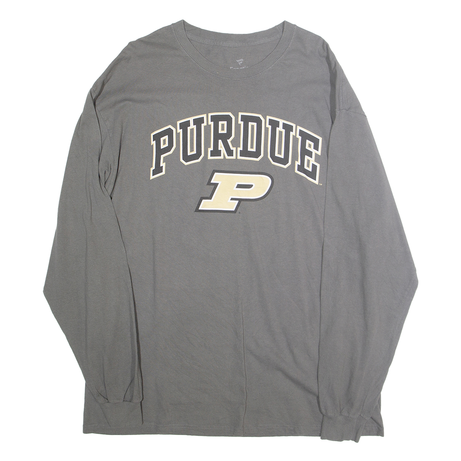 FANATICS Mens Grey Purdue Graphic T-Shirt XL Long Sleeve Crew Neck Cotton Blend Refurbished - N/A refurbished available on Cerqular