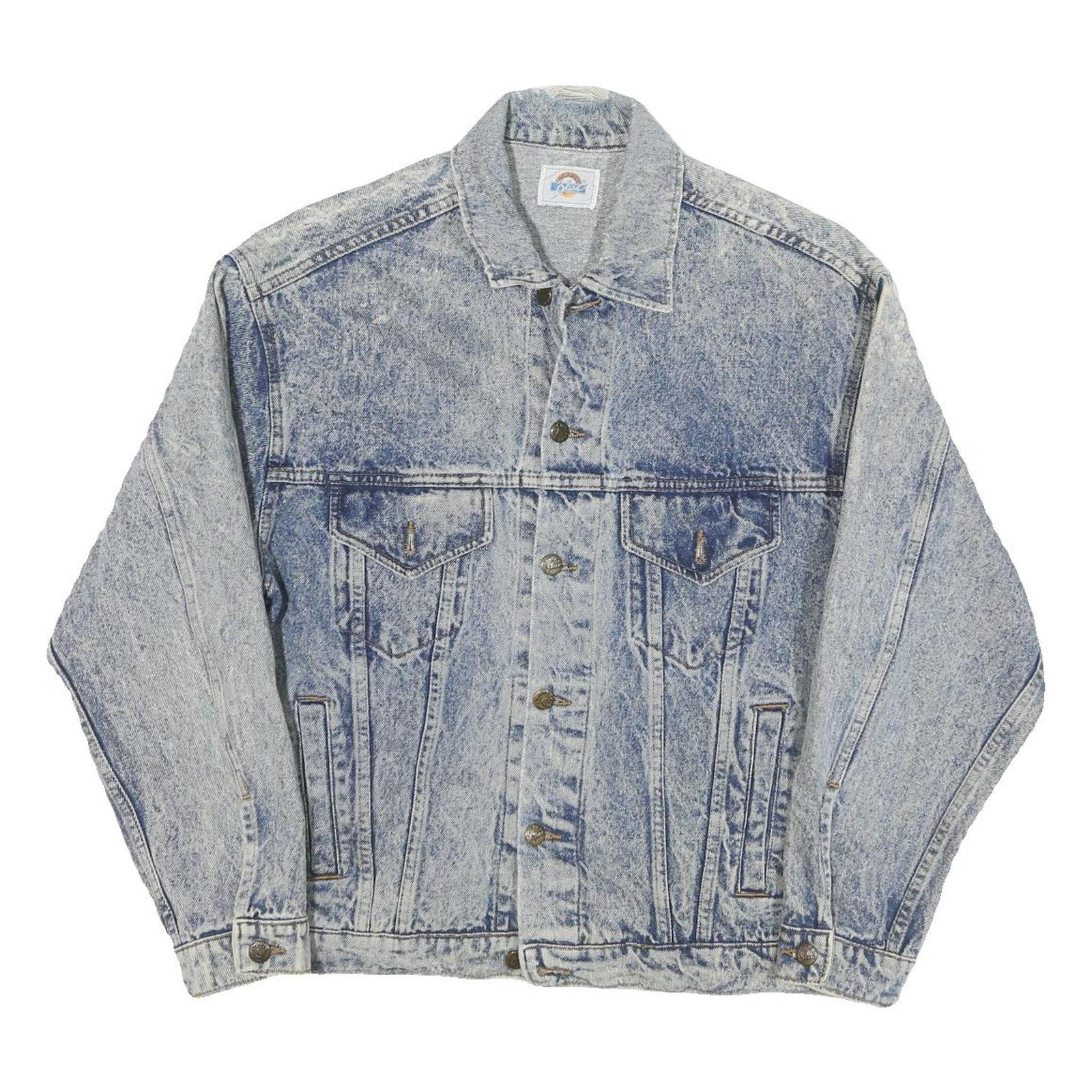 BLUE Womens Blue Denim Cotton Blend Jacket M Plain Button Closure Classic Fit Refurbished - N/A refurbished available on Cerqular