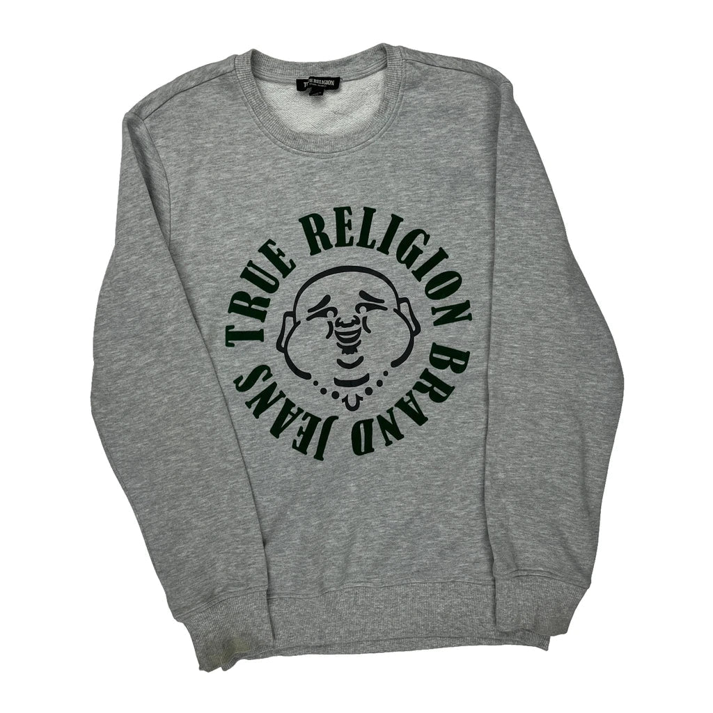True Religion Sweatshirt - Small Grey Cotton Refurbished - Thrifted (note: this is a term often used to describe second- refurbished available on Cerqular