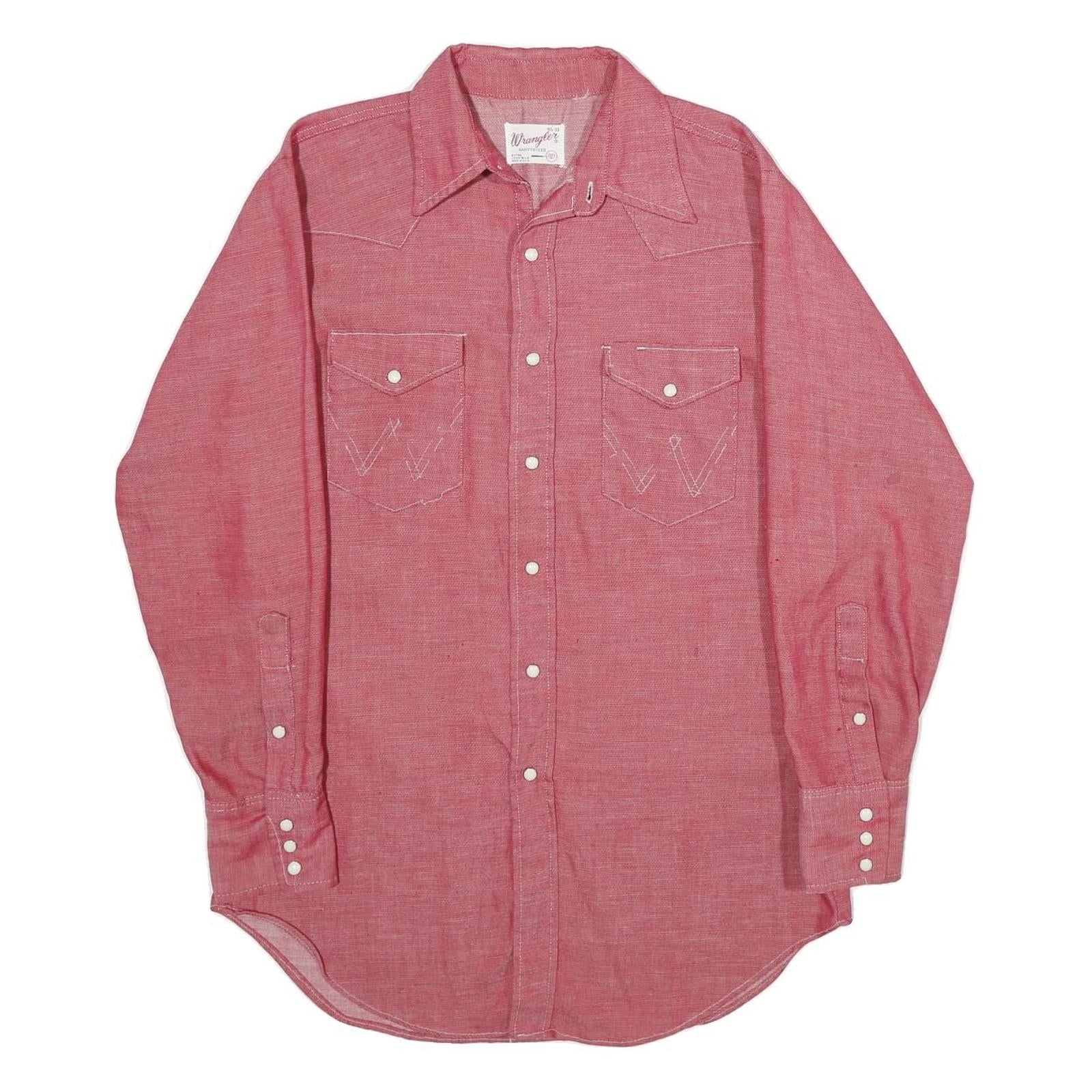 WRANGLER Mens Red Cotton Blend Western Shirt M Vintage Style Snap Button Refurbished - N/A refurbished available on Cerqular