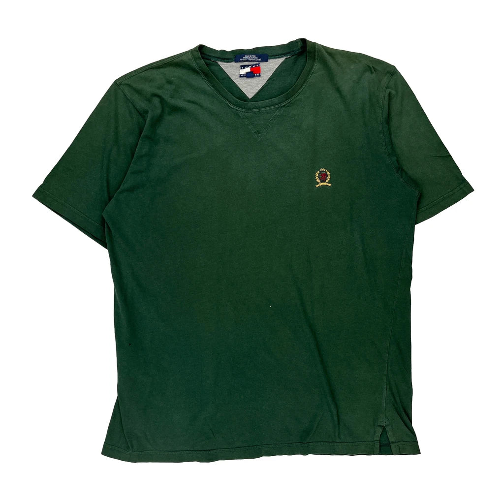 Tommy Hilfiger T-Shirt - Medium Green Cotton Refurbished - Thrifted (note: this is a term often used to describe second- refurbished available on Cerqular