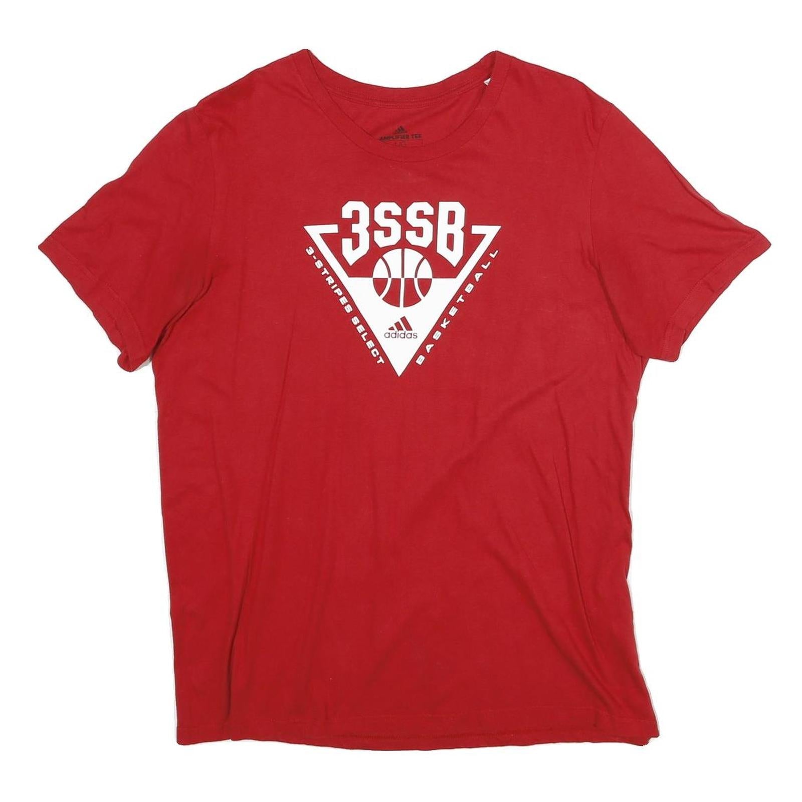 ADIDAS Mens Red Graphic T-Shirt L Short Sleeve Crew Neck Cotton Basketball Refurbished - N/A refurbished available on Cerqular
