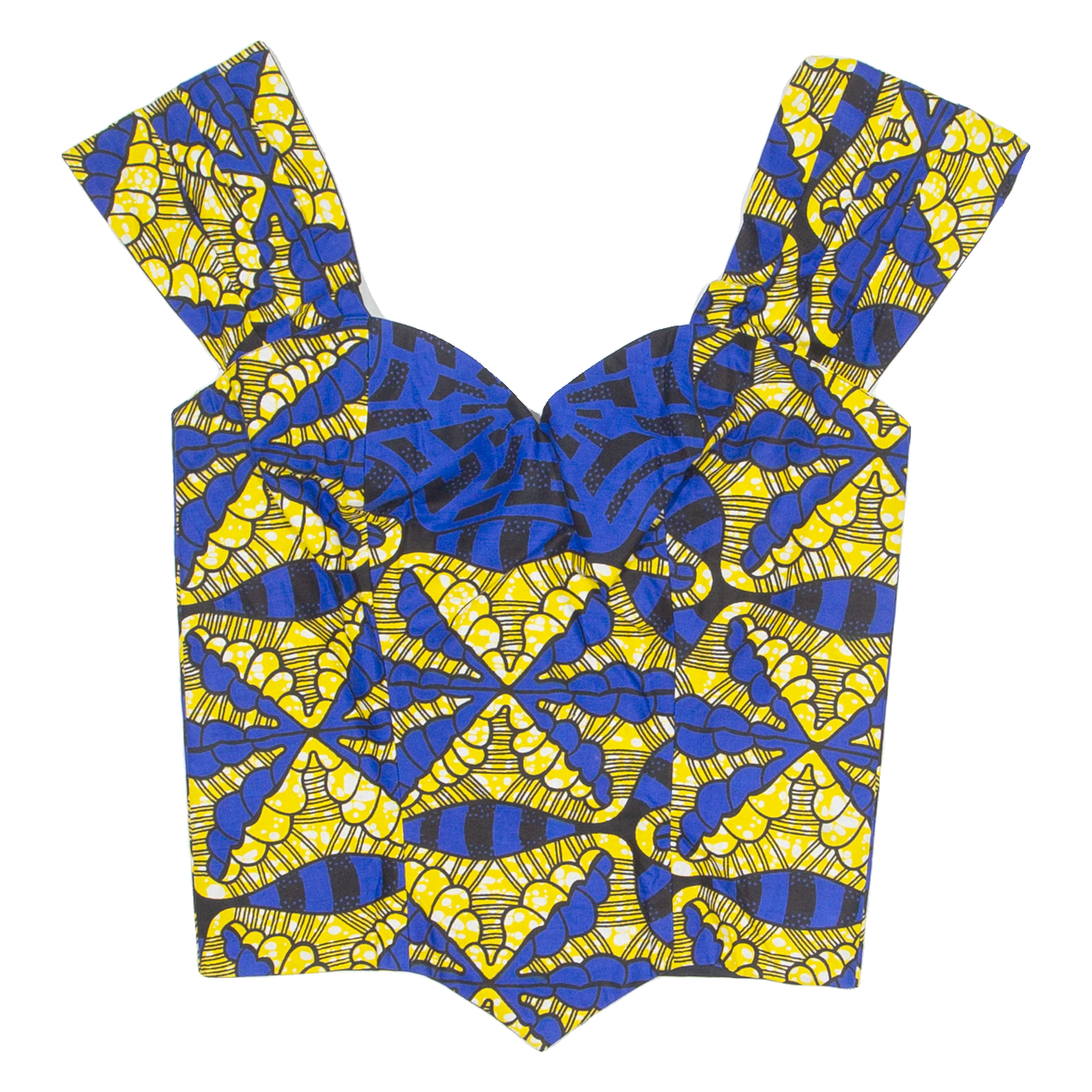 Womens Cropped Top Blue V-Neck Sleeveless Crazy Pattern M Refurbished - N/A refurbished available on Cerqular