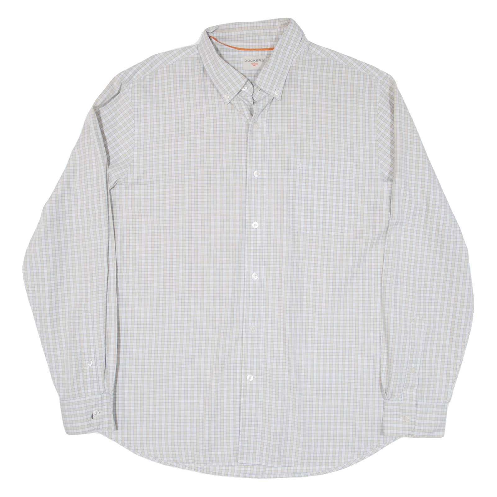 DOCKERS Mens Shirt Beige Check Long Sleeve L Refurbished - N/A refurbished available on Cerqular