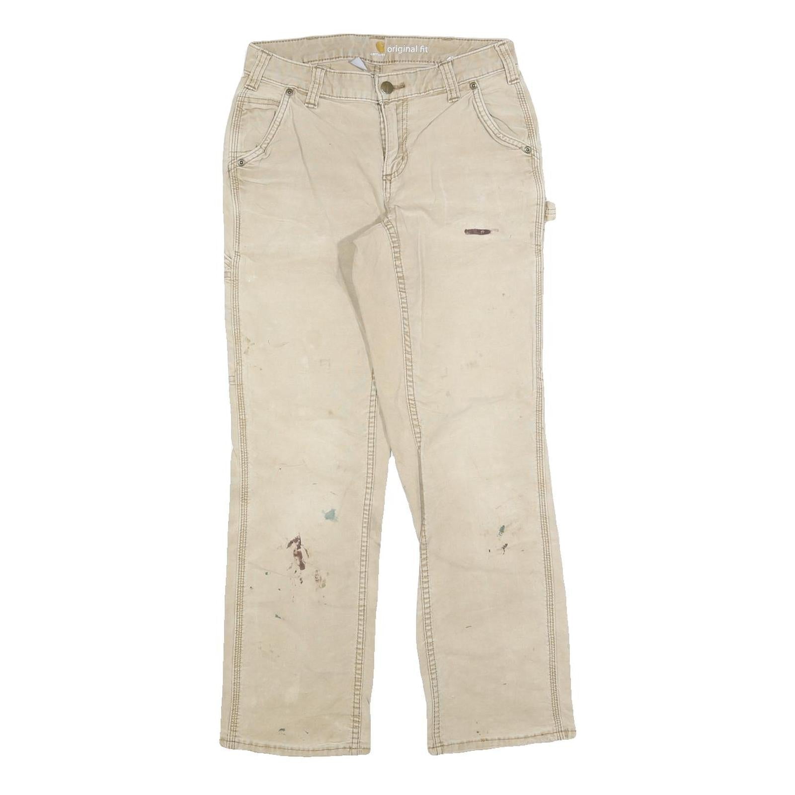 CARHARTT Womens Cotton Blend Beige Regular Straight Trousers W26 L28 Workwear Refurbished - N/A refurbished available on Cerqular