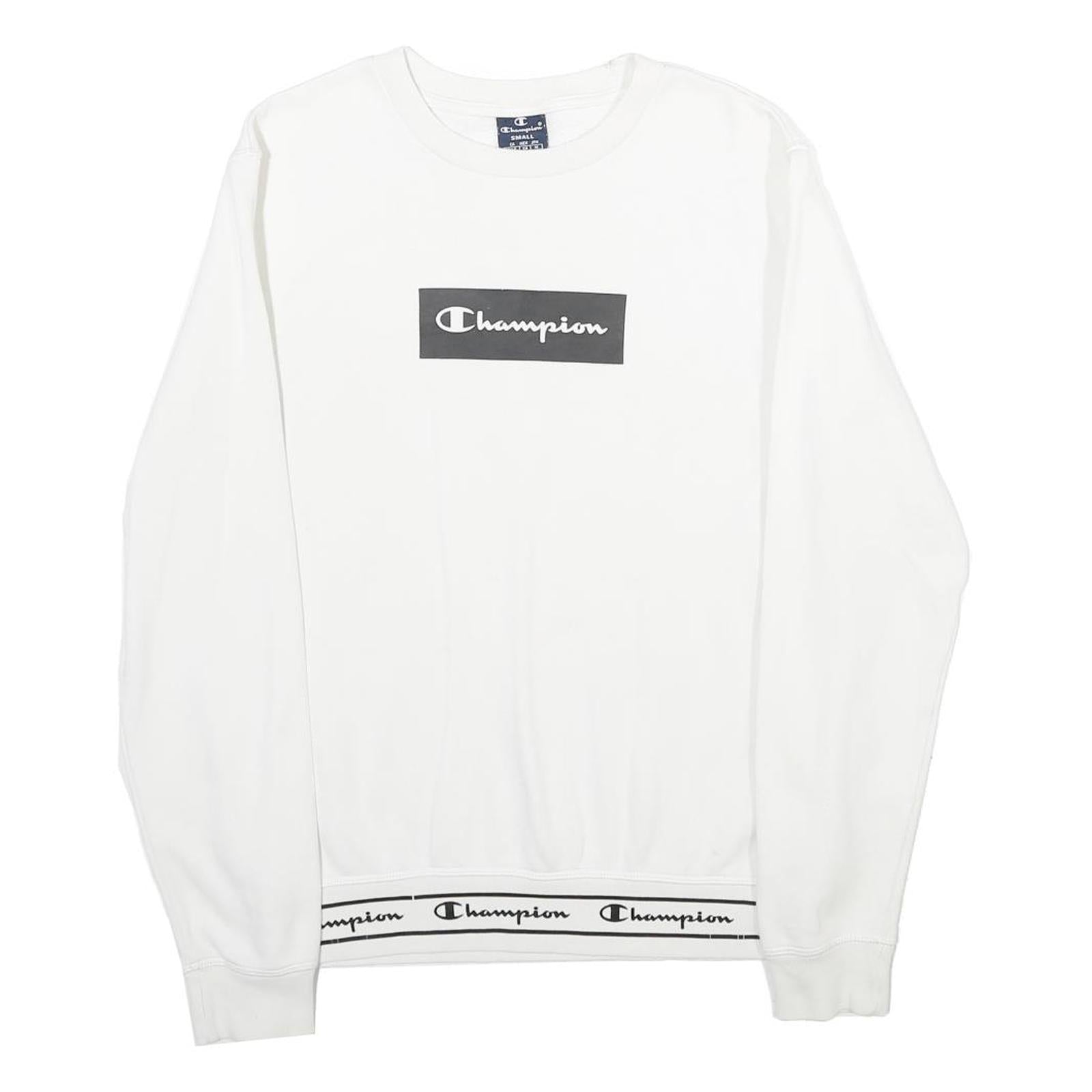 Buy CHAMPION Mens White Cotton Blend Sweatshirt S Crew Neck Pullover Logo Print Refurbished - $33.79 CHAMPION Mens White Cotton Blend Sweatshirt S Crew Neck Pullover Logo Print Refurbished - N/A refurbished available on Cerqular