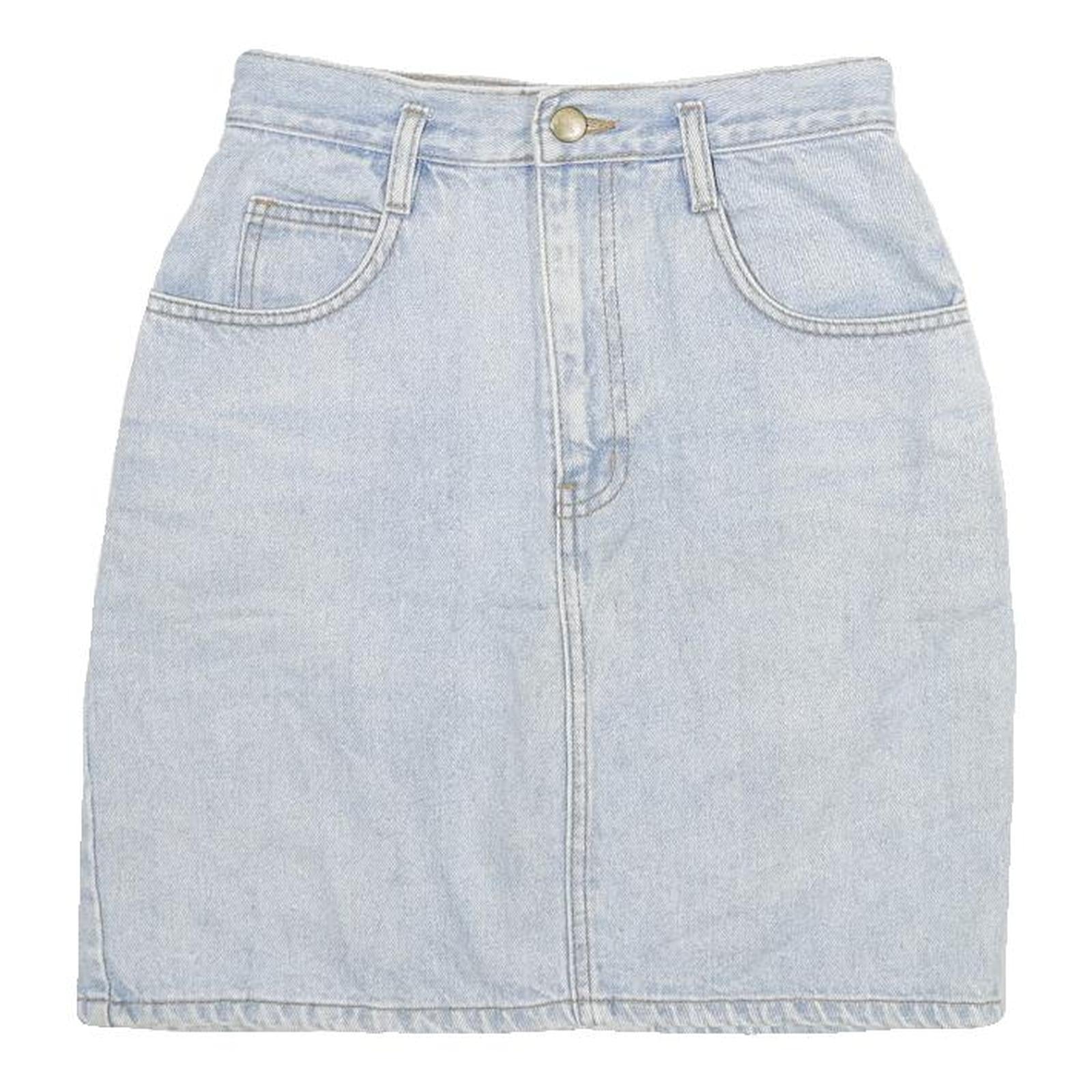 Womens Blue Denim Cotton Blend Mini Skirt XXS Classic A-Line Pocketed Casual Refurbished - N/A refurbished available on Cerqular