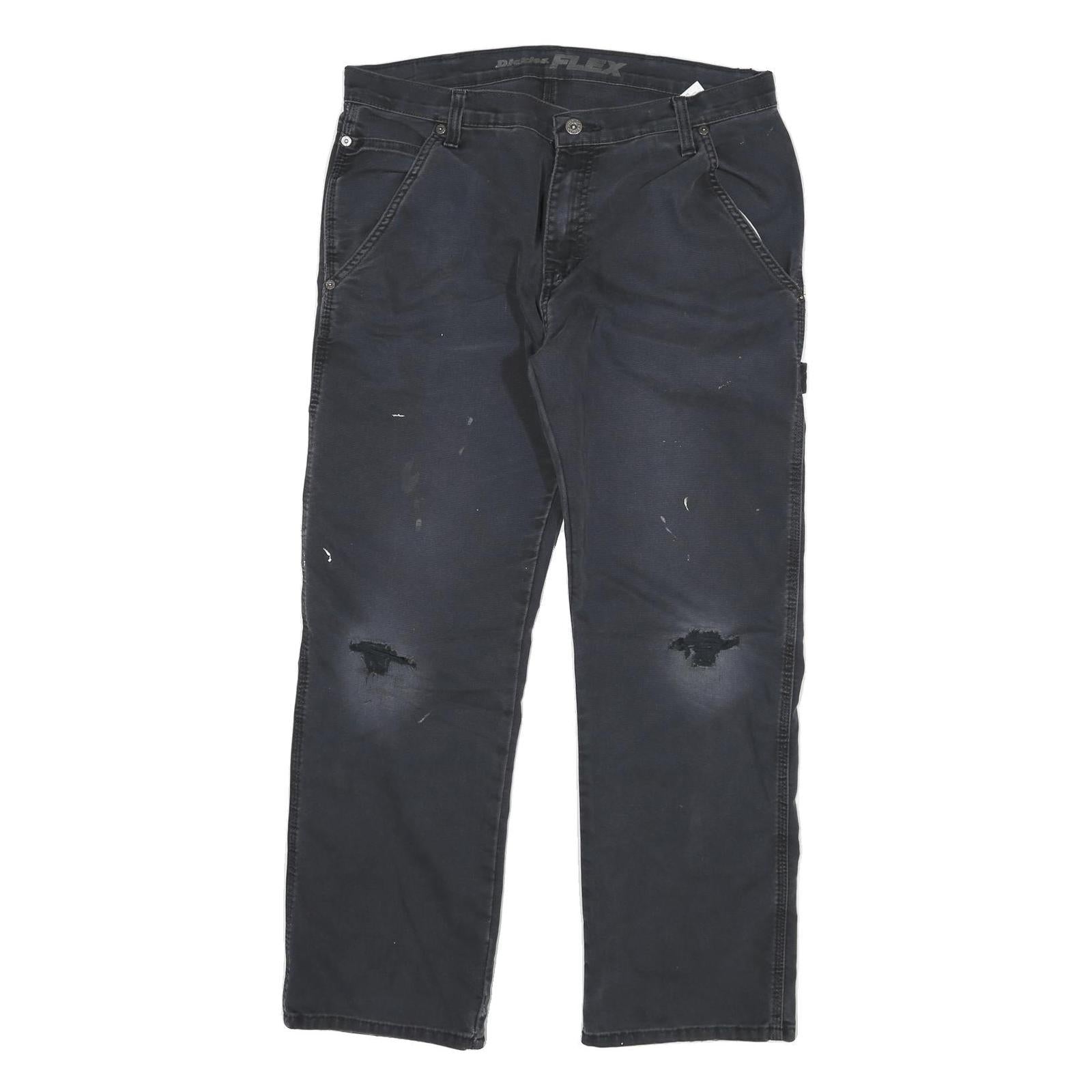 DICKIES Mens Cotton Blend Black Regular Straight Trousers W34 L27 Workwear Zip Refurbished - N/A refurbished available on Cerqular