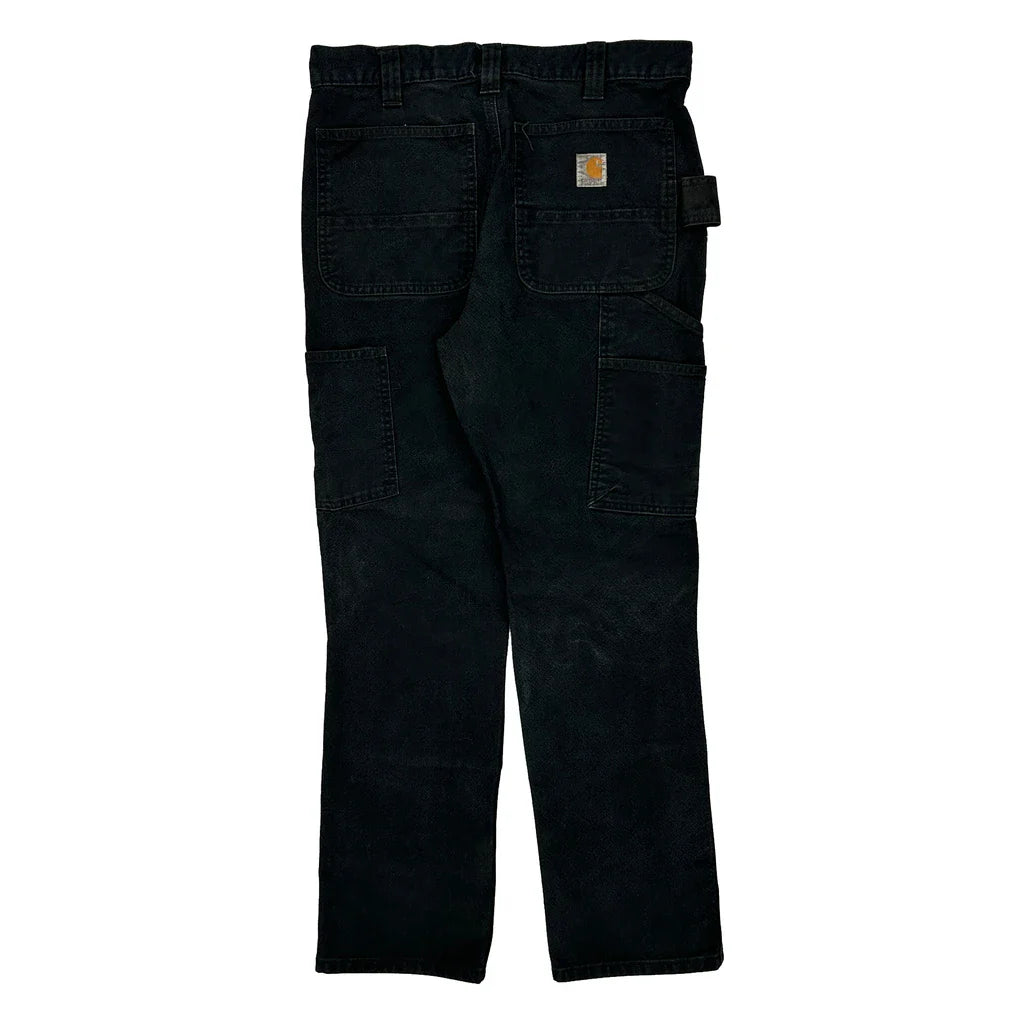 Carhartt Double Knee Carpenter Trousers - 32W 30L Black Cotton Refurbished - Thrifted (note: this is a term often used to describe second- refurbished available on Cerqular