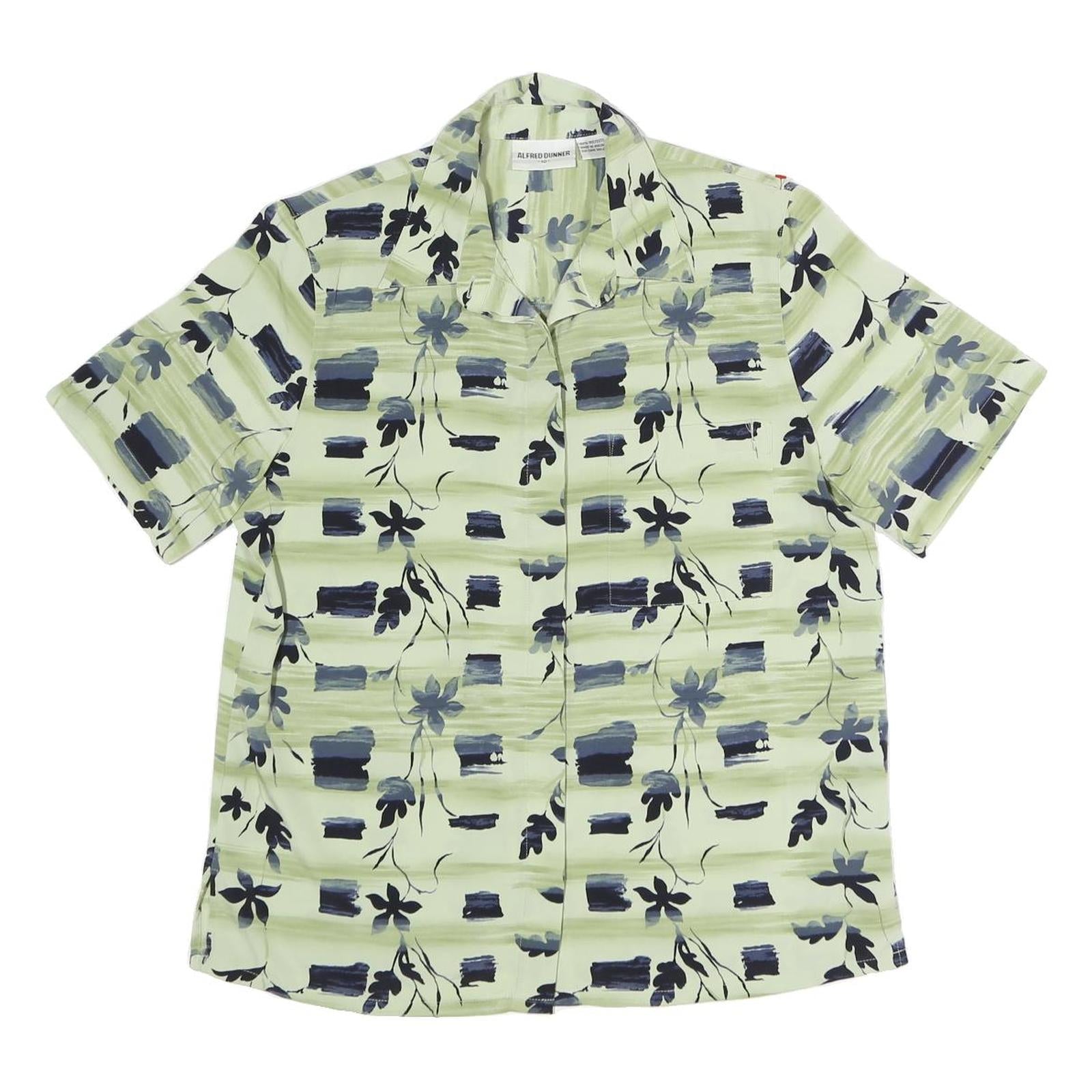 ALFRED DUNNER Womens Green Printed Short Sleeve Collared Shirt UK 10 Comfortable Refurbished - N/A refurbished available on Cerqular