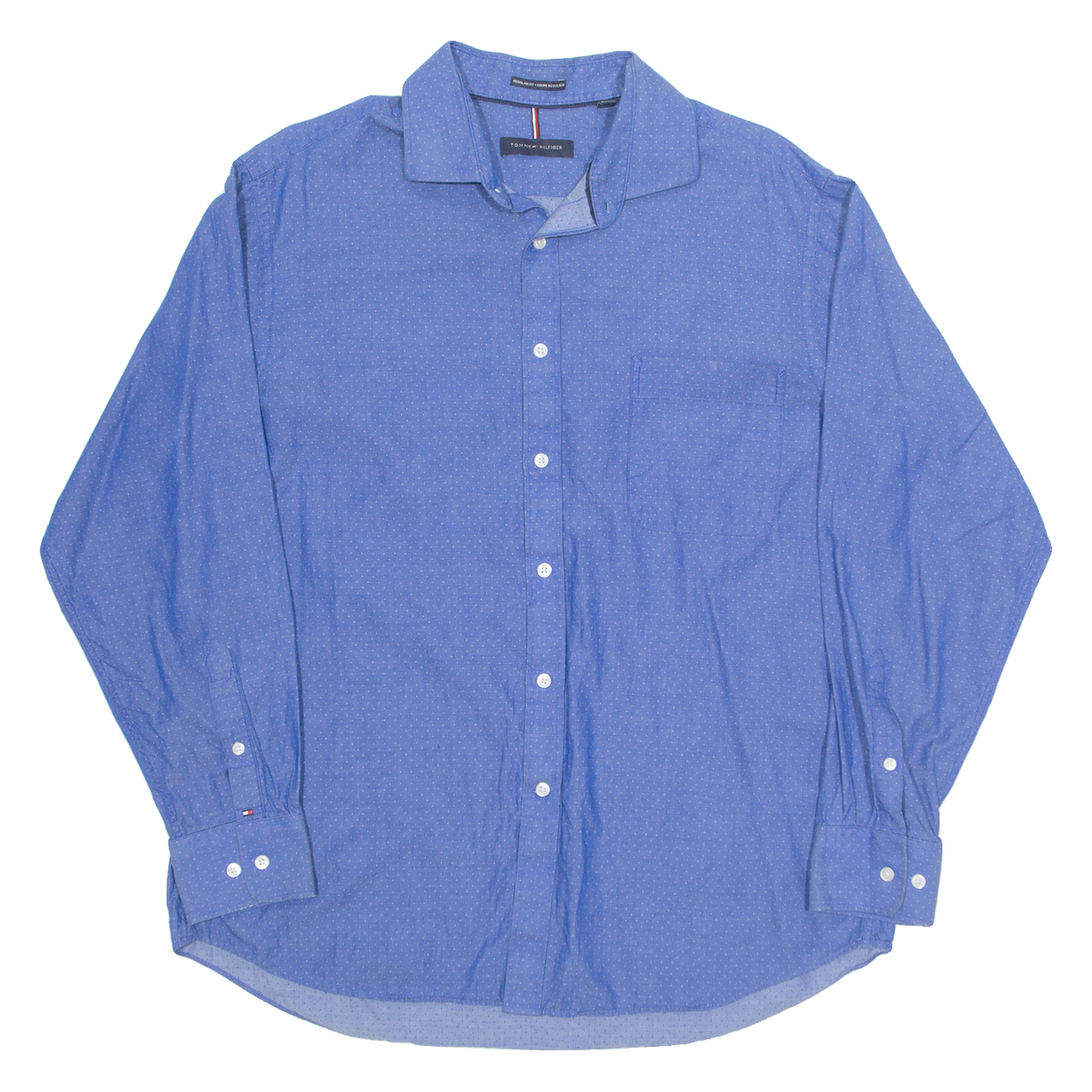 TOMMY HILFIGER Mens Shirt Blue Spotted Long Sleeve L Refurbished - N/A refurbished available on Cerqular