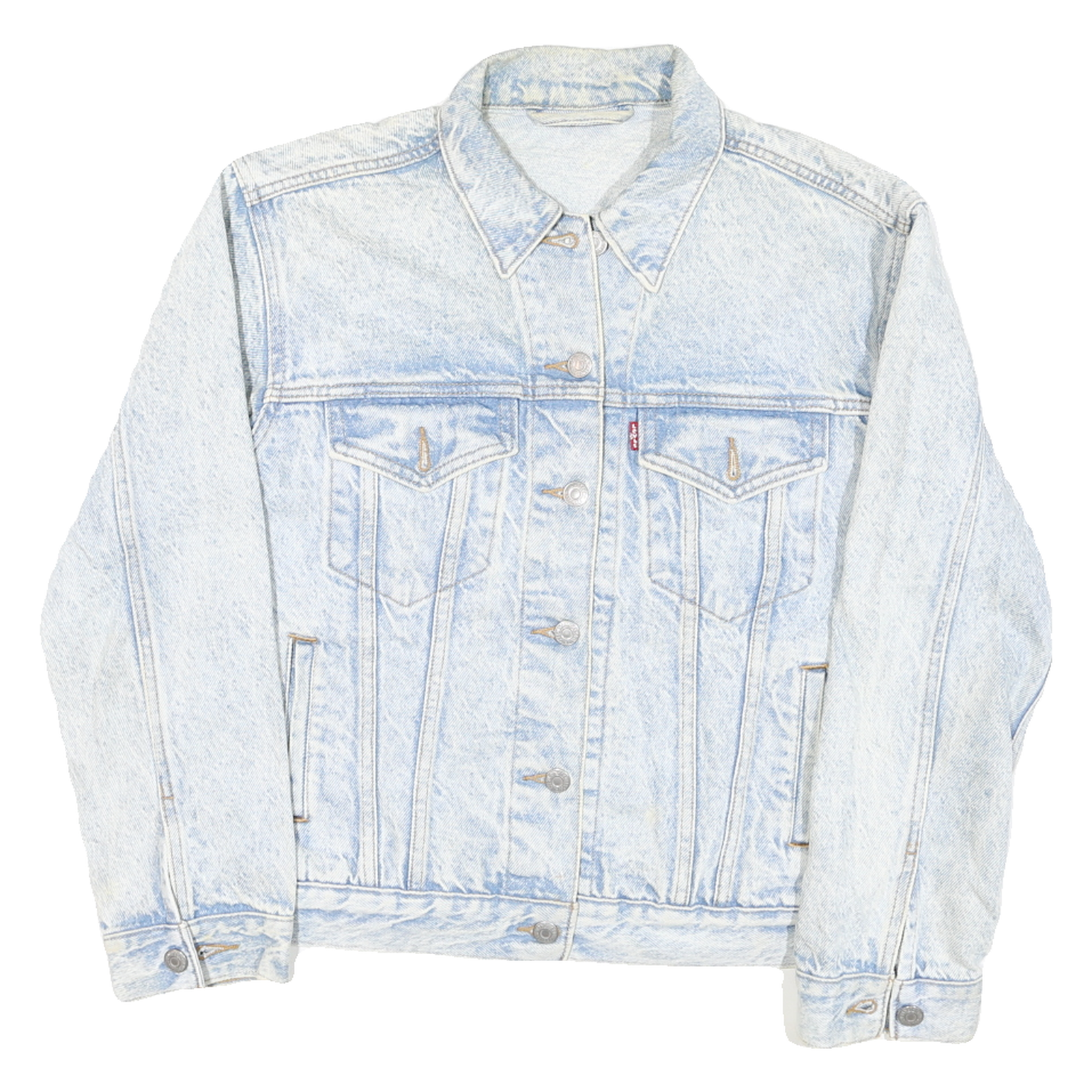 LEVI'S Womens Blue Light Acid Wash Denim Jacket M Cotton Blend Button Closure Refurbished - N/A refurbished available on Cerqular