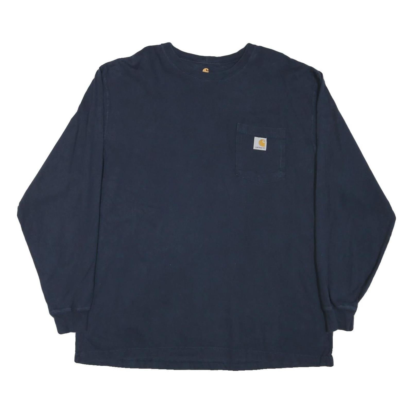 CARHARTT Mens Navy Blue Classic Pocket Long Sleeve Crew Neck XL Cotton Blend Refurbished - N/A refurbished available on Cerqular