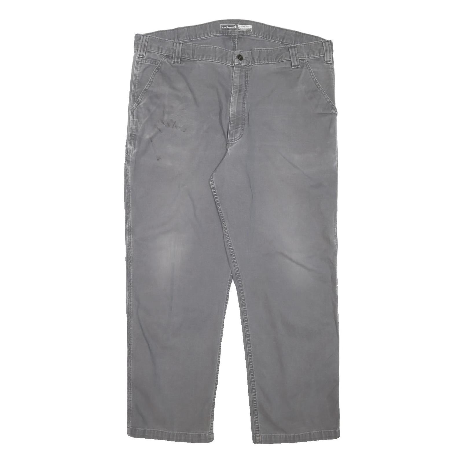 CARHARTT Mens Relaxed Grey Cotton Blend Trousers W40 L29 Workwear Zip Closure Refurbished - N/A refurbished available on Cerqular