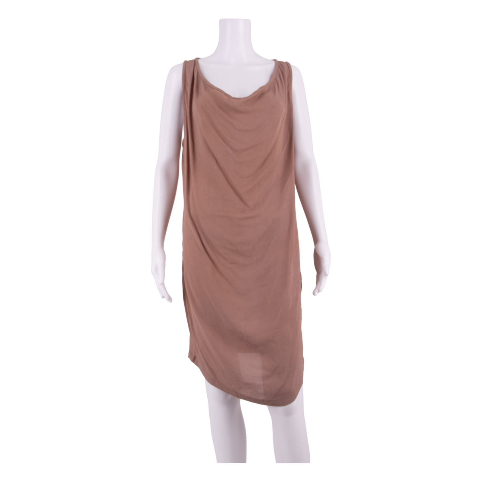 GANNI Loose Fit Womens Shift Dress Brown Viscose Sleeveless Knee Length S Refurbished - N/A refurbished available on Cerqular