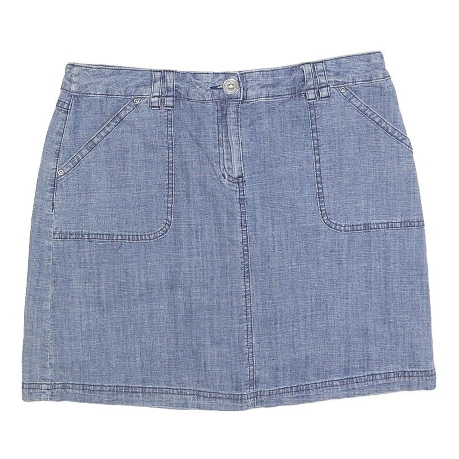 KAREN SCOTT Womens Blue Denim Mini Cotton Blend Skirt M Casual Pocket Detail Refurbished - N/A refurbished available on Cerqular