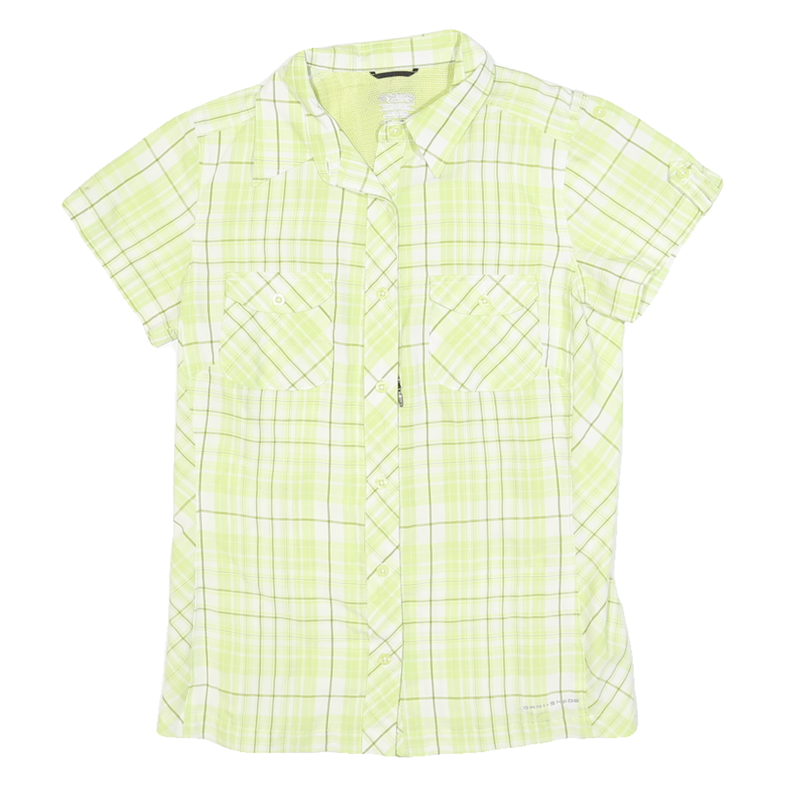 COLUMBIA Womens Lime Green Plaid Shirt S Lightweight Breathable Summer Button-Up Refurbished - N/A refurbished available on Cerqular