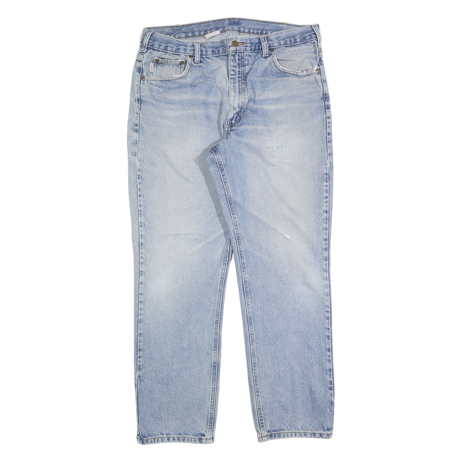 CARHARTT Mens Regular Fit Light Blue Denim Cotton Blend Jeans W38 L32 Zip Refurbished - N/A refurbished available on Cerqular