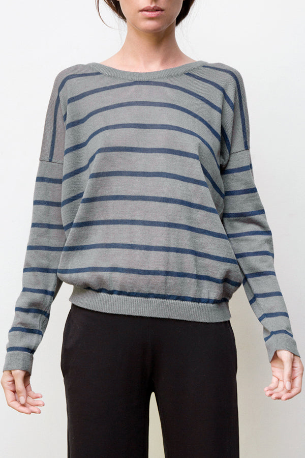 Buy Nini Hand-Loomed Pima Cotton Striped Pullover - Grey / Blue | Size: small Refurbished - $295.00 Nini Hand-Loomed Pima Cotton Striped Pullover - Grey / Blue | Size: small Refurbished - N/A (Note: There is no well-known brand called "AR refurbished available on Cerqular
