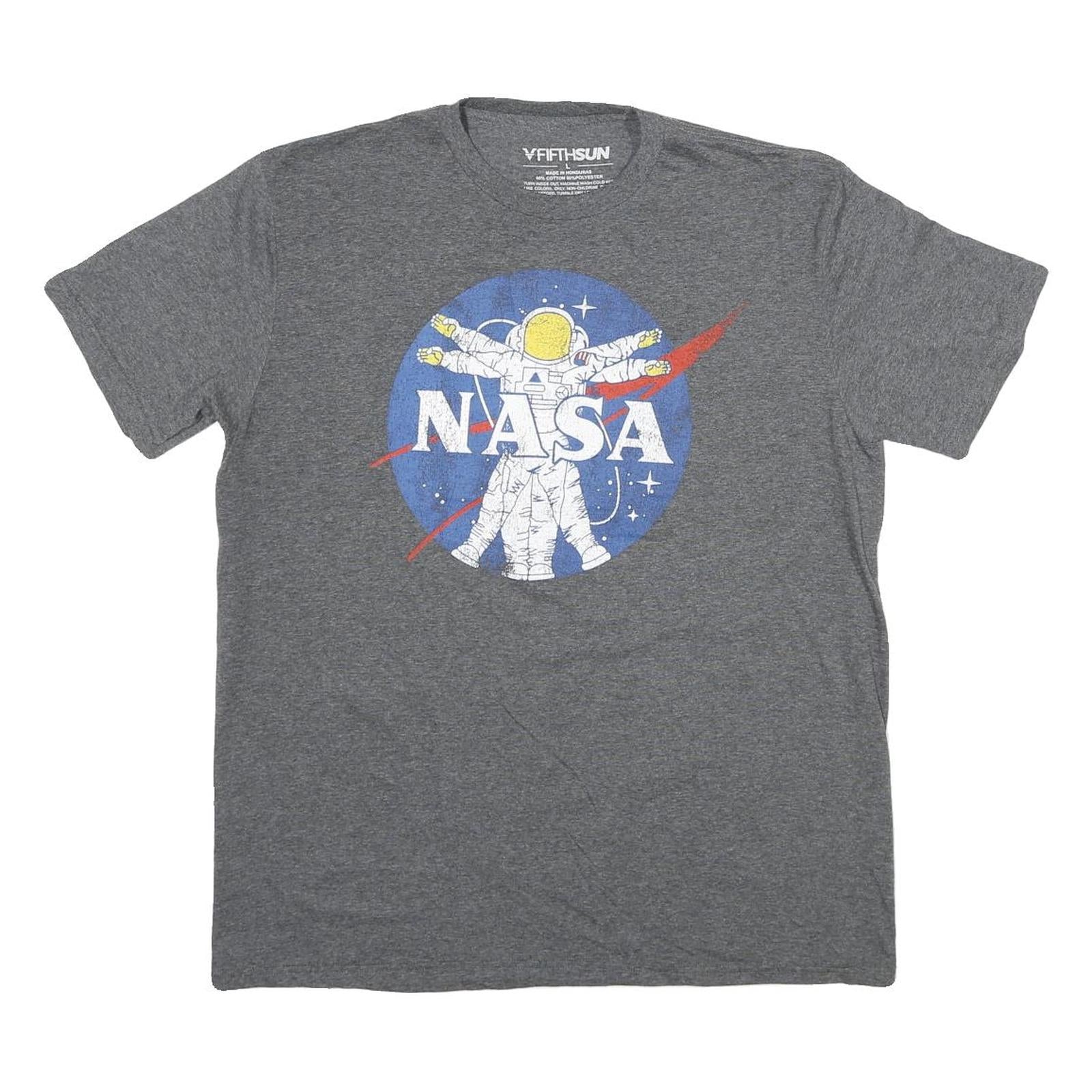 FIFTH SUN Mens Grey NASA Graphic T-Shirt L Short Sleeve Crew Neck Cotton Blend Refurbished - N/A refurbished available on Cerqular