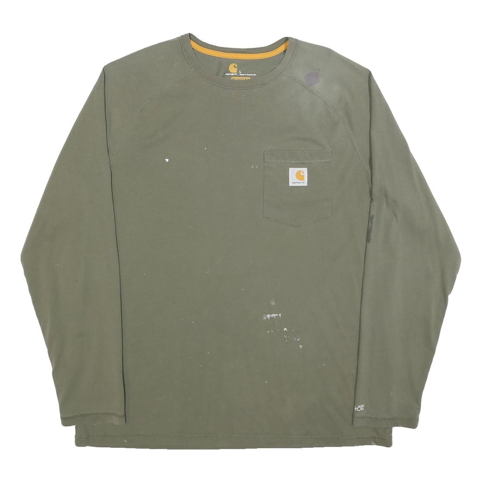 CARHARTT Mens Green Long Sleeve Crew Neck Pocket T-Shirt L Casual Workwear Refurbished - N/A refurbished available on Cerqular
