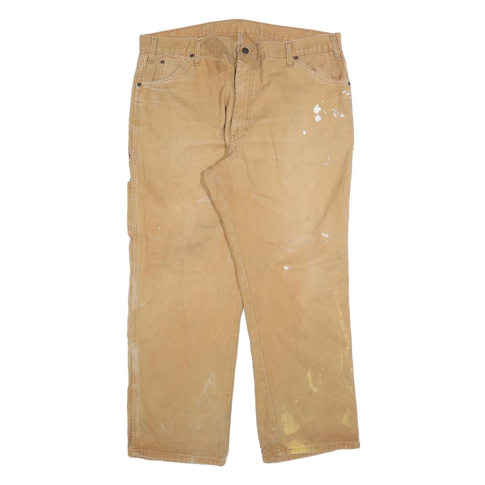 DICKIES Mens Regular Fit Beige Denim W40 L30 Carpenter Work Jeans Zip Closure Refurbished - N/A refurbished available on Cerqular