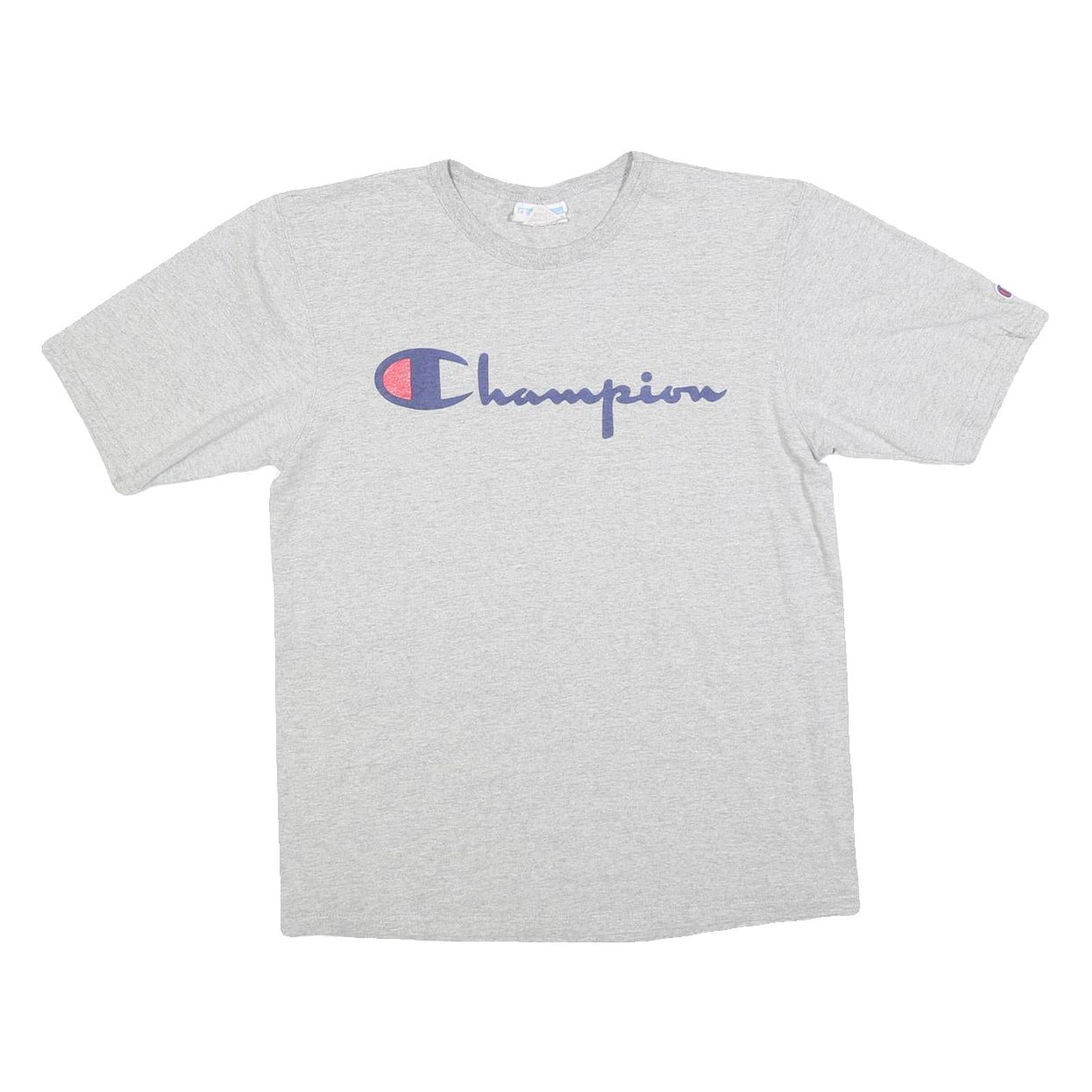 CHAMPION Mens Grey Graphic T-Shirt M Short Sleeve Crew Neck Cotton Blend Casual Refurbished - N/A refurbished available on Cerqular