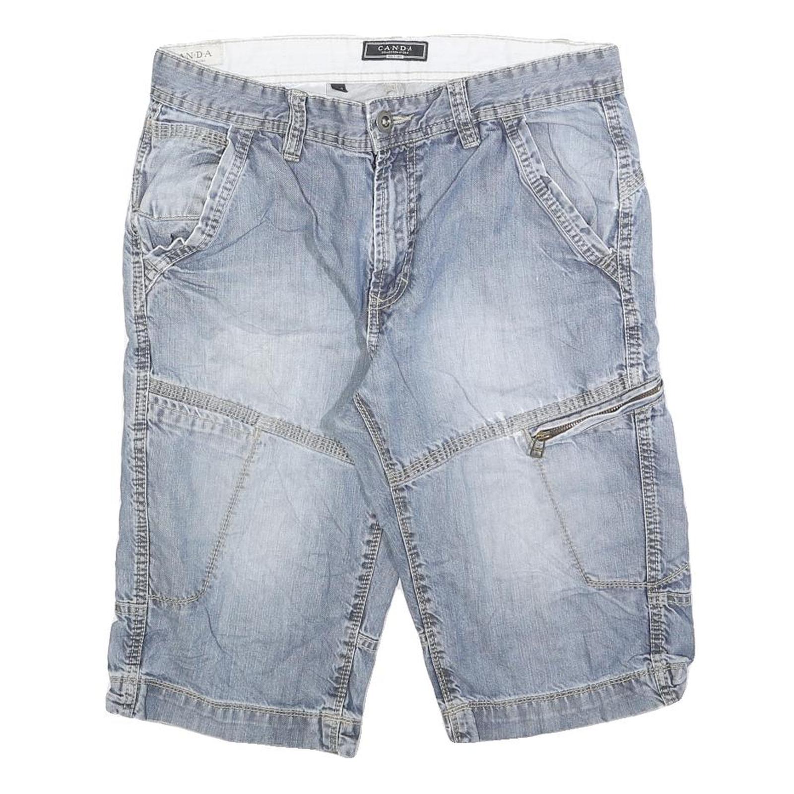 CANDA Mens Blue Denim Casual Shorts M W32 Cotton Blend Comfortable Refurbished - N/A refurbished available on Cerqular