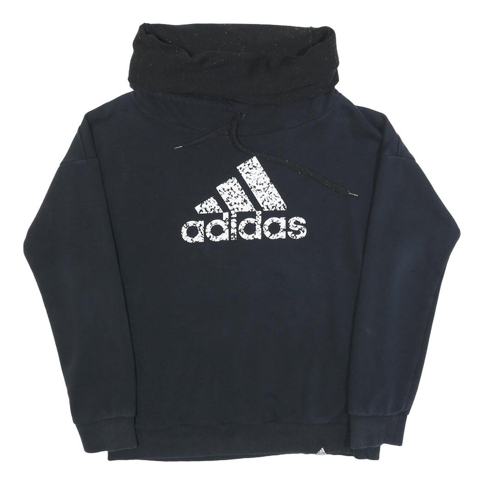 ADIDAS Mens Black Pullover Hoodie S Cotton Blend Logo Print Casual Refurbished - N/A refurbished available on Cerqular