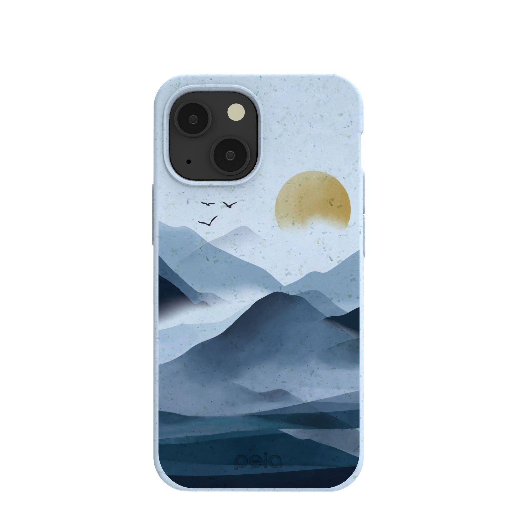 Powder Blue Misty Mountains iPhone 13 Mini Case Refurbished - Pela Case refurbished available on Cerqular
