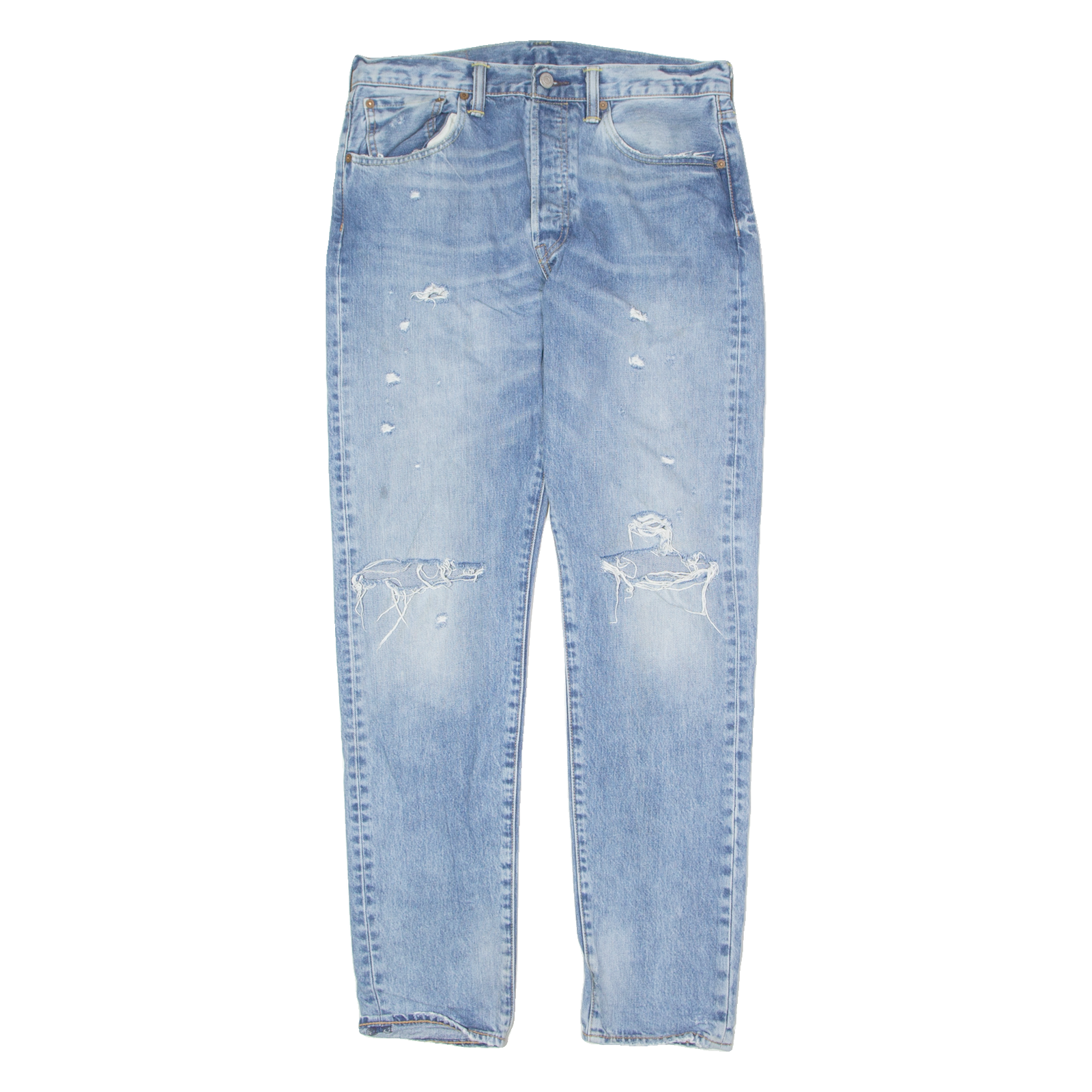 LEVI'S 501CT Jeans Distressed Mens Blue Regular Tapered Stone Wash W32 L31 Refurbished - N/A refurbished available on Cerqular