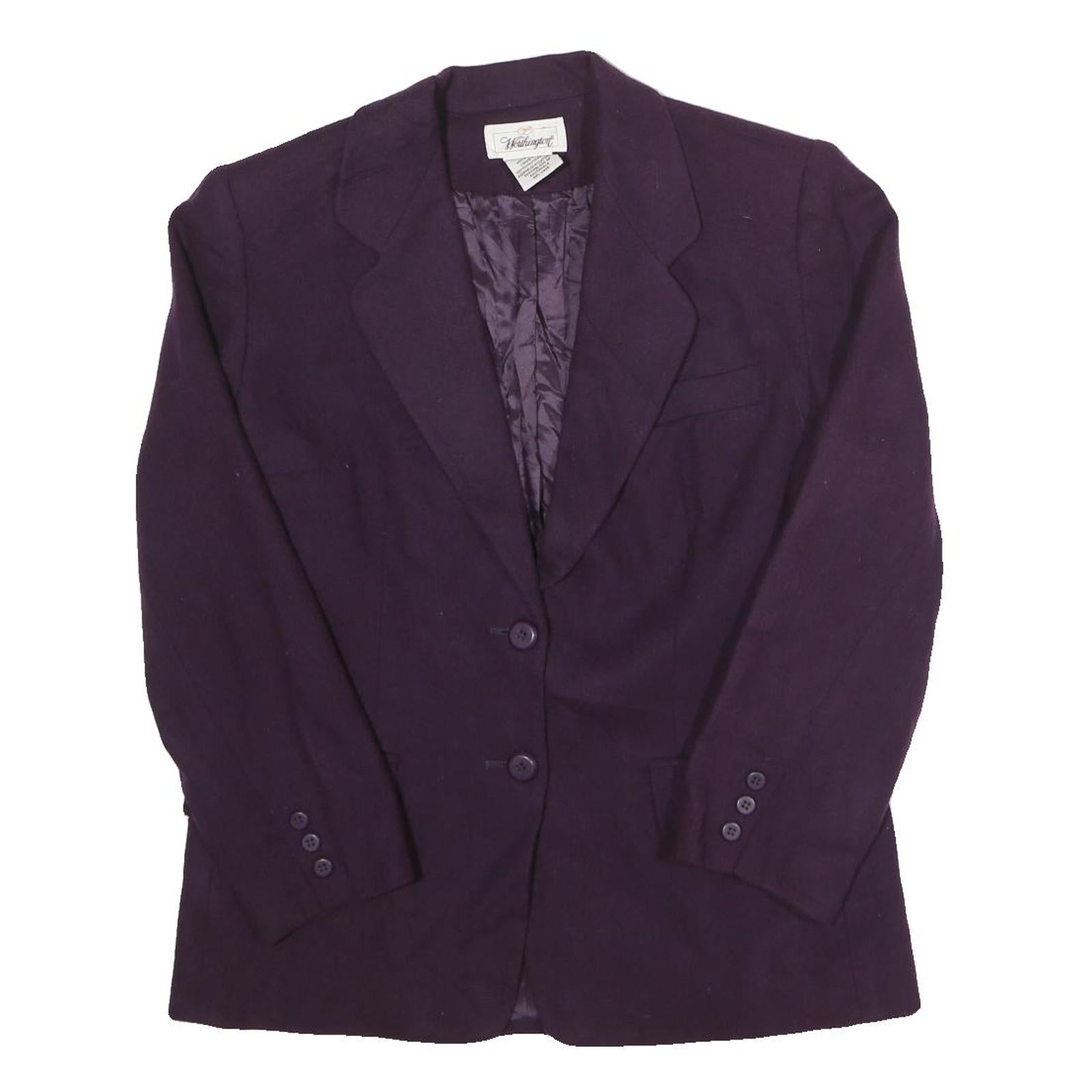 WORTHINGTON Womens Purple Wool Classic Jacket UK 8 Button Closure Stand-Up Refurbished - N/A refurbished available on Cerqular