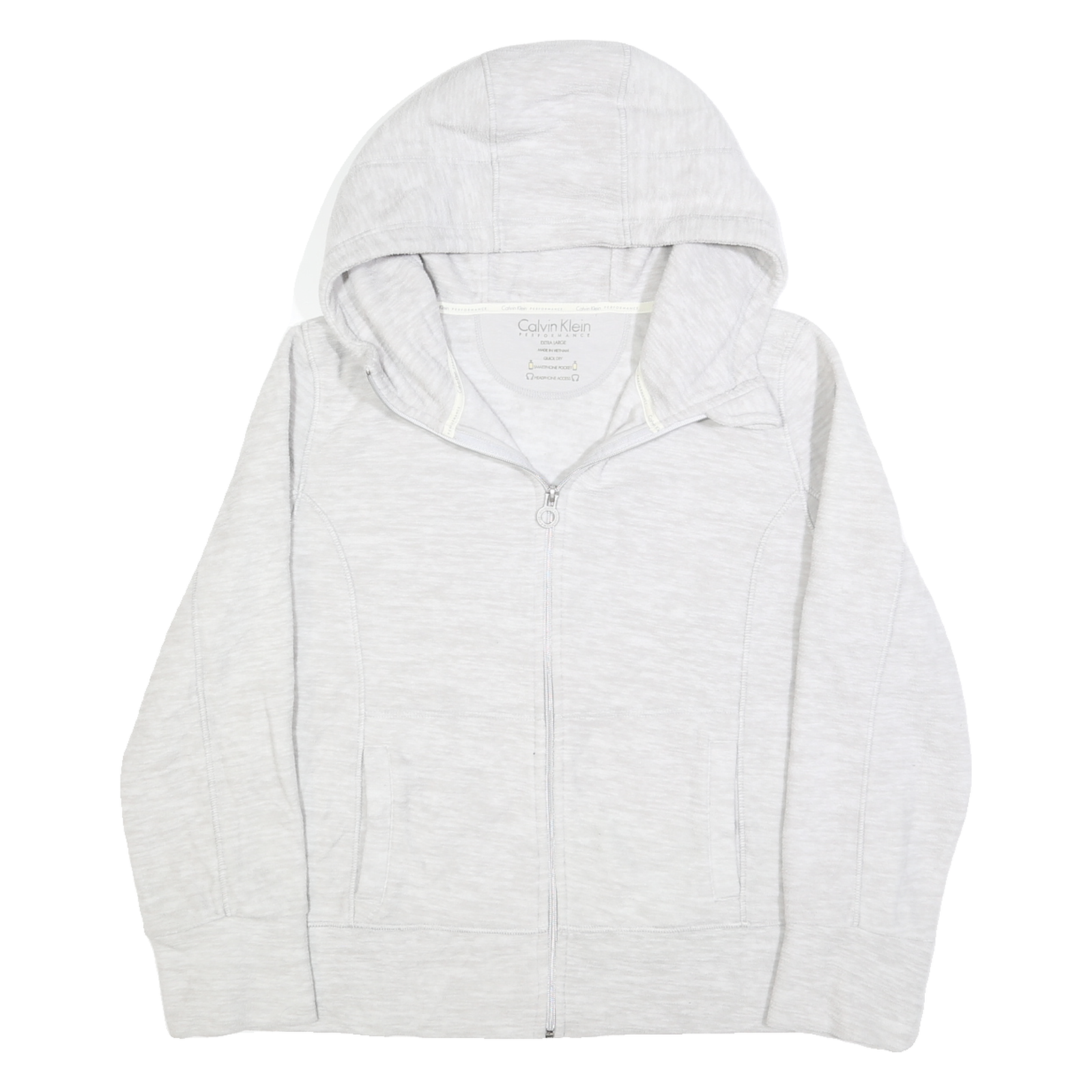 CALVIN KLEIN PERFORMANCE Womens Grey Hooded Plain Full Zip Jumper XL Lightweight Refurbished - N/A refurbished available on Cerqular