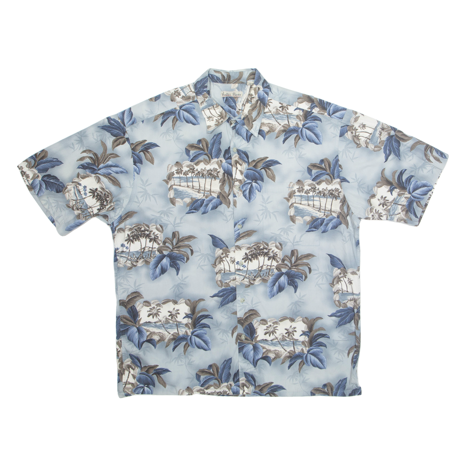 HOLLIS RIVER Mens Hawaiian Shirt Blue Floral XL Refurbished - N/A refurbished available on Cerqular