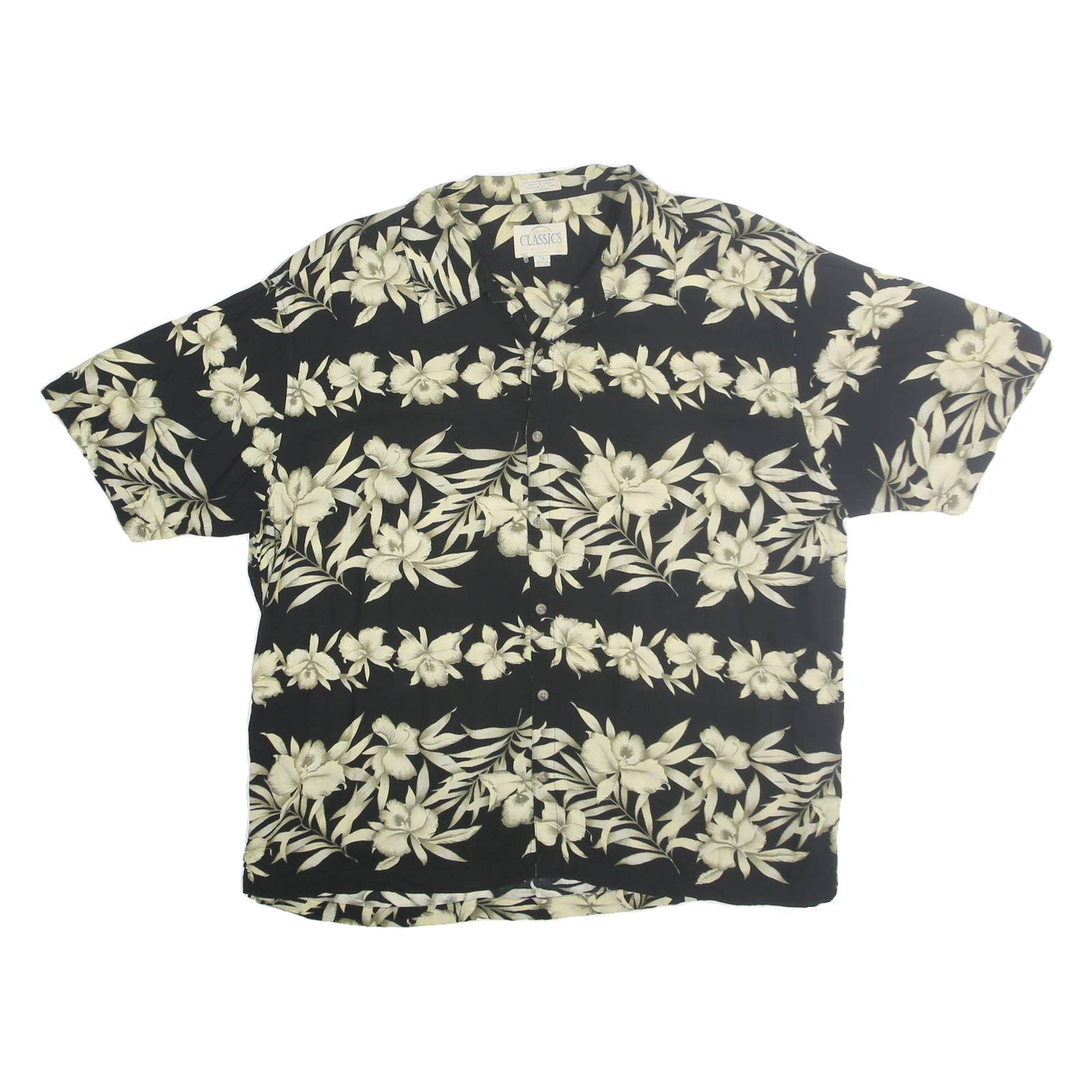 R&R CLASSICS Mens Black & Cream Floral Rayon Shirt XL Summer Beach Style Refurbished - N/A refurbished available on Cerqular