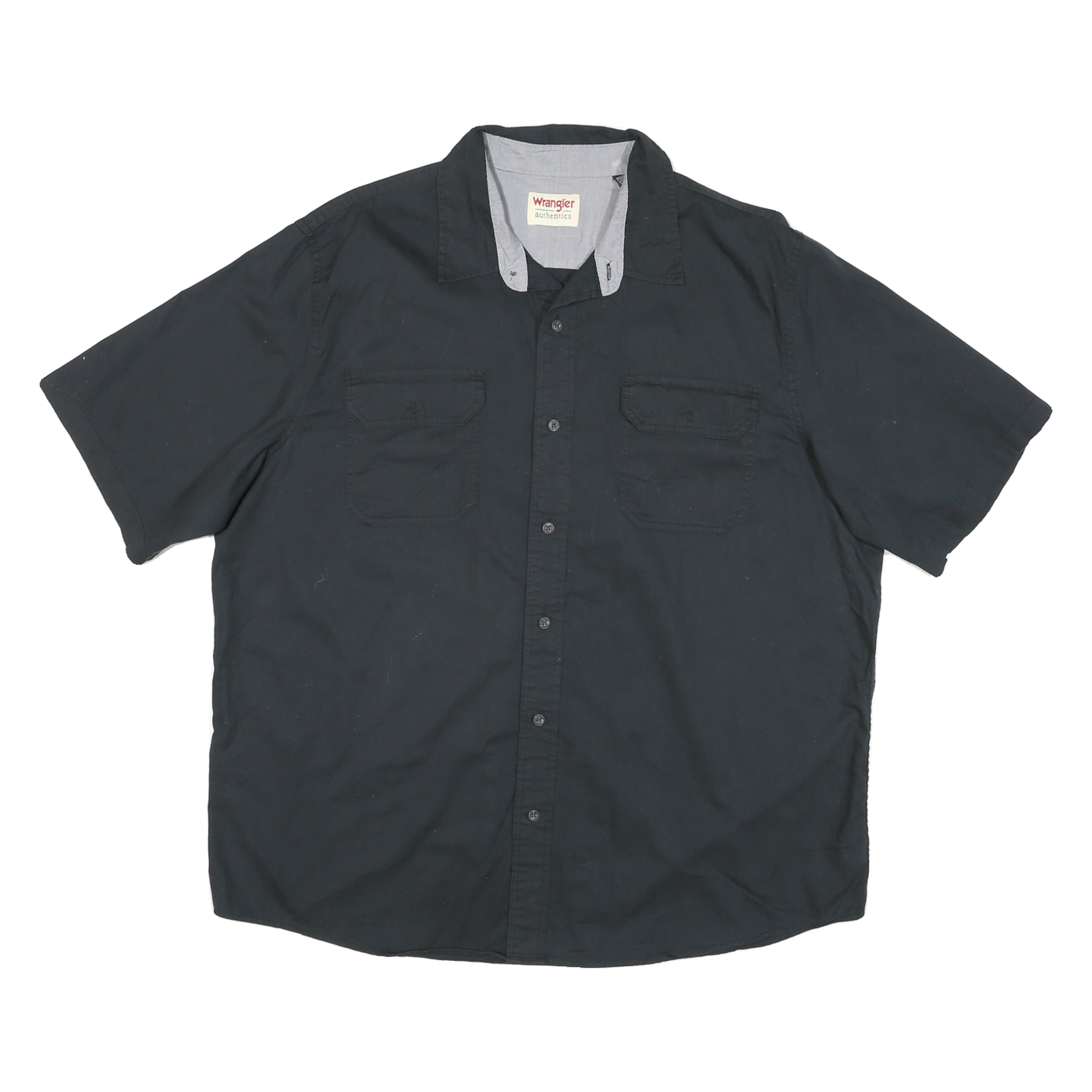 WRANGLER Mens Black Short Sleeve Cotton Blend Shirt XL Casual Button Pocket Refurbished - N/A refurbished available on Cerqular