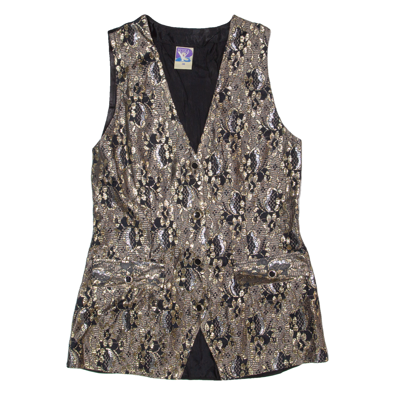 YESSICA Womens Blazer Waistcoat Black Floral S Refurbished - N/A refurbished available on Cerqular