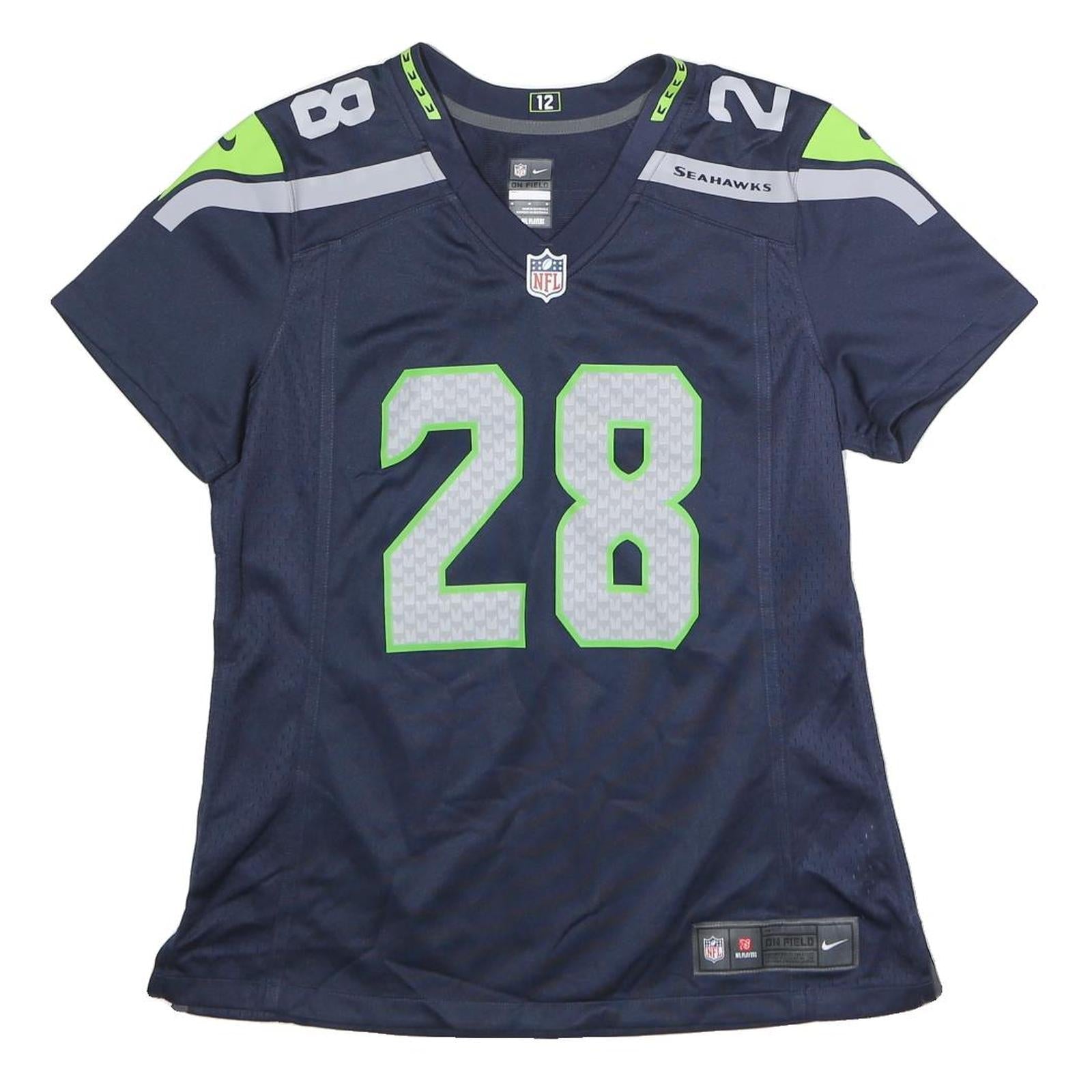 NIKE Womens Blue & Green Seahawks Graphic T-Shirt M Short Sleeve V-Neck NFL Refurbished - N/A refurbished available on Cerqular