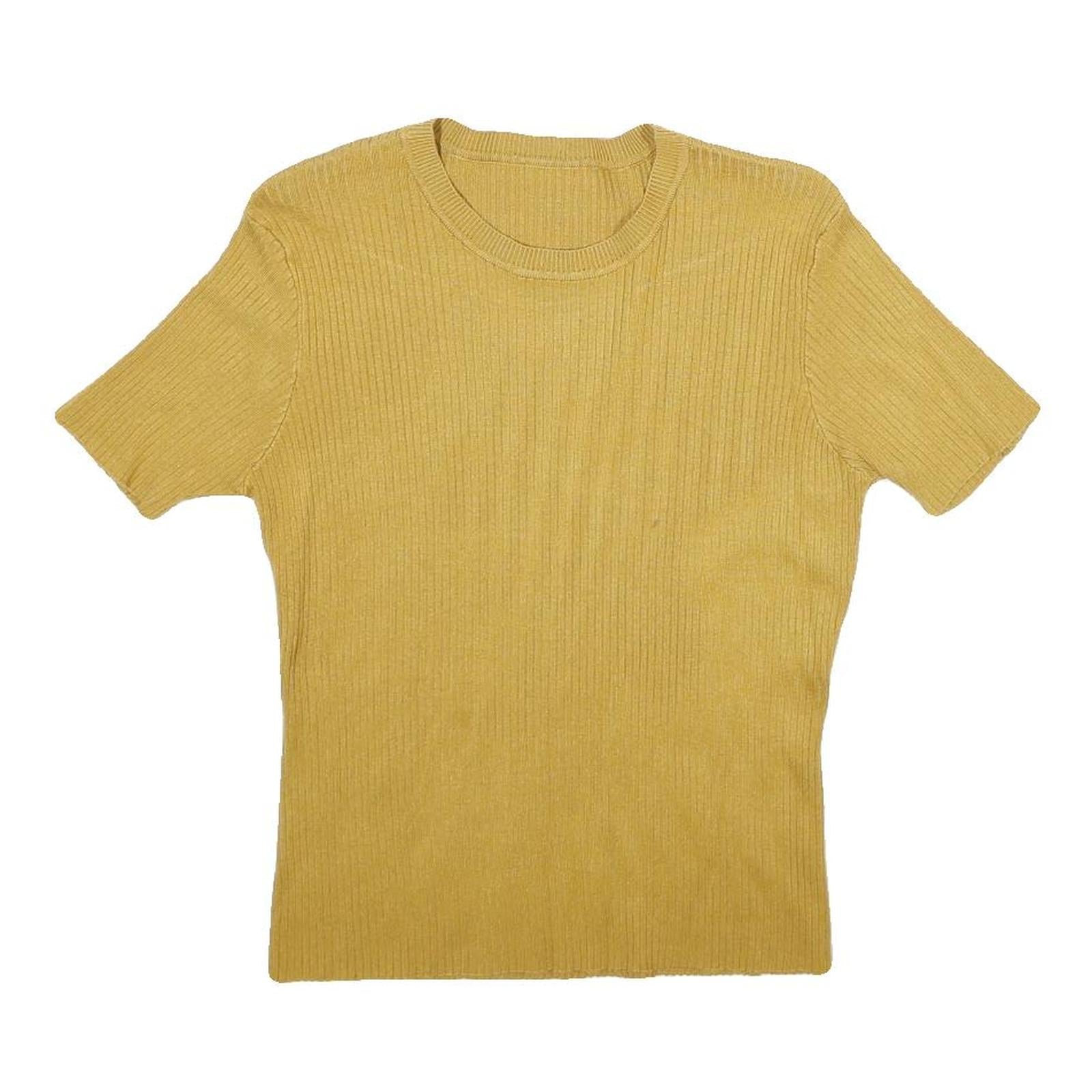 Womens Yellow Plain Jumper Crew Neck Rib Knit S Casual Knitwear Top Short Sleeve Refurbished - N/A refurbished available on Cerqular