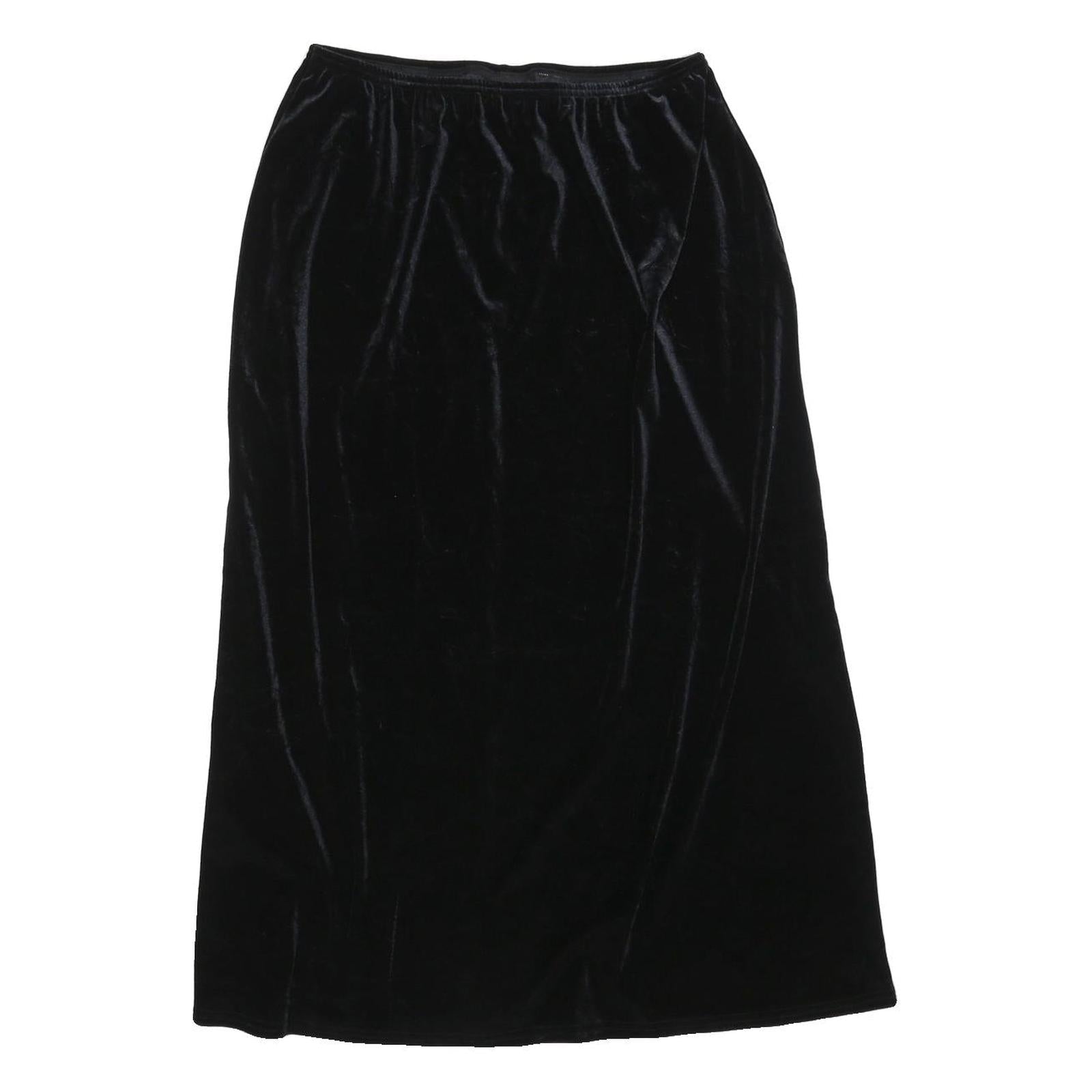 KATHIE LEE Womens Black Velvet Midi Skirt Polyester Blend M Elegant Simple Refurbished - N/A refurbished available on Cerqular