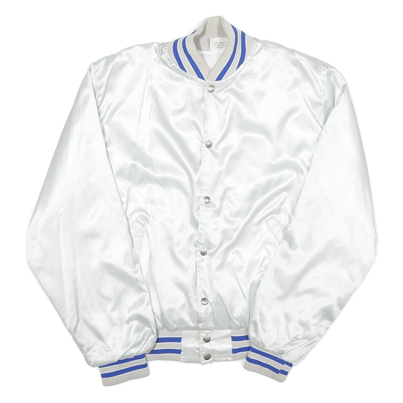 BIRDIE Mens White Satin Button Nylon Varsity Jacket L U S Coast Guard Refurbished - N/A refurbished available on Cerqular