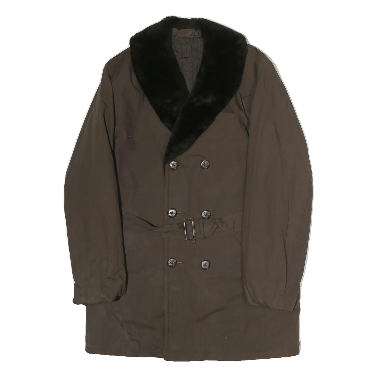 Mens Brown Black Collar Button Jacket L Cotton Blend Classic Formal Outerwear Refurbished - N/A refurbished available on Cerqular