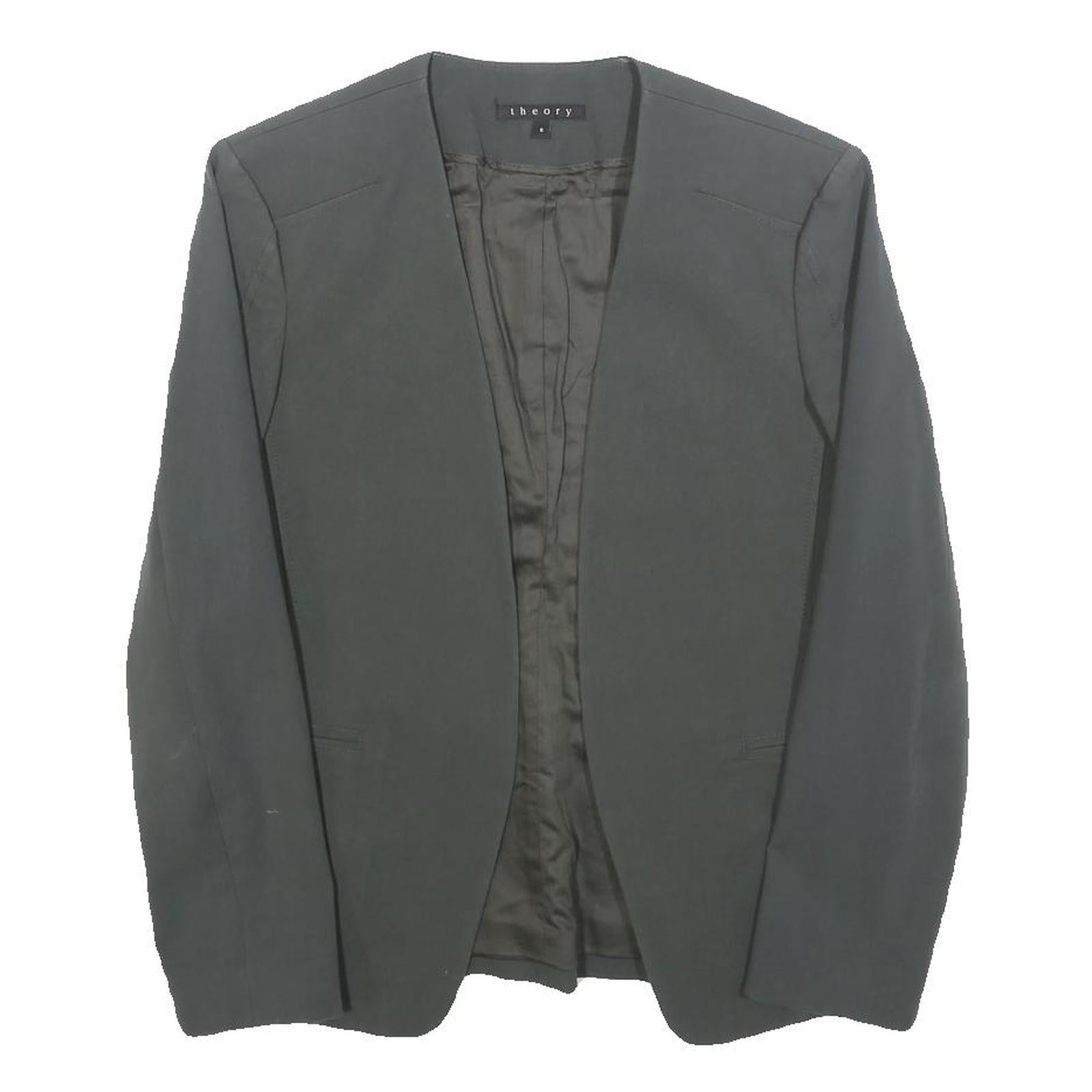 THEORY Womens Black Jacket S Cotton Blend Plain Minimalist Workwear Refurbished - N/A refurbished available on Cerqular